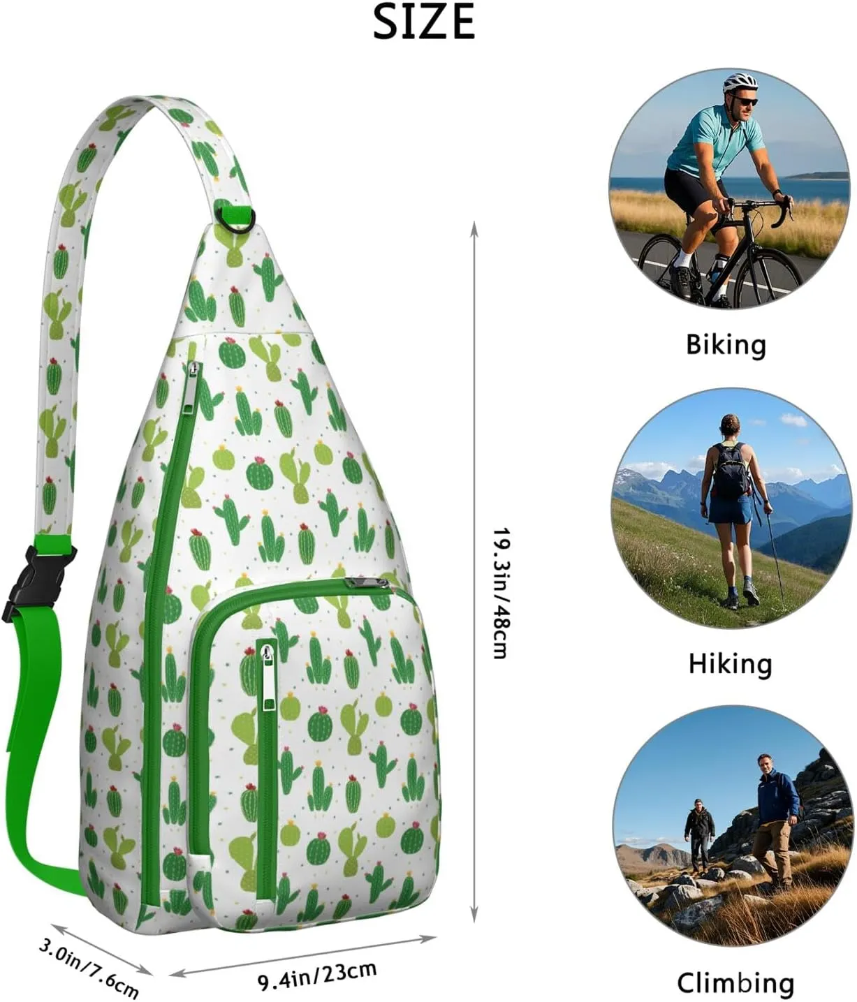 Shoulder Sling Crossbody Casual Chest Bag For Travel Sports Running,Backpack for Men & Women Lightweight Sports BagCrossbody Concealed Carry,Cactus Shoulder Bag Waterproof Chest Bag