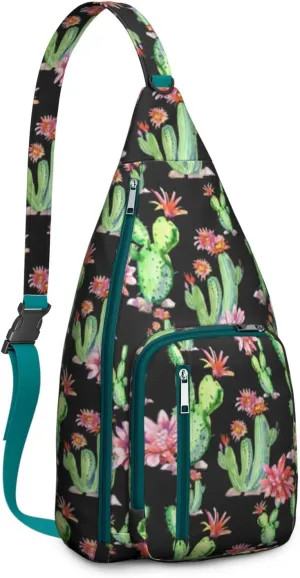 Shoulder Sling Crossbody Casual Chest Bag For Travel Sports Running,Backpack for Men & Women Lightweight Sports BagCrossbody Concealed Carry,Cactus Shoulder Bag Waterproof Chest Bag