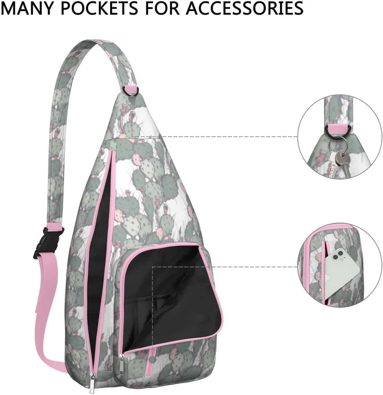 Shoulder Sling Crossbody Casual Chest Bag For Travel Sports Running,Backpack for Men & Women Lightweight Sports BagCrossbody Concealed Carry,Cactus Shoulder Bag Waterproof Chest Bag