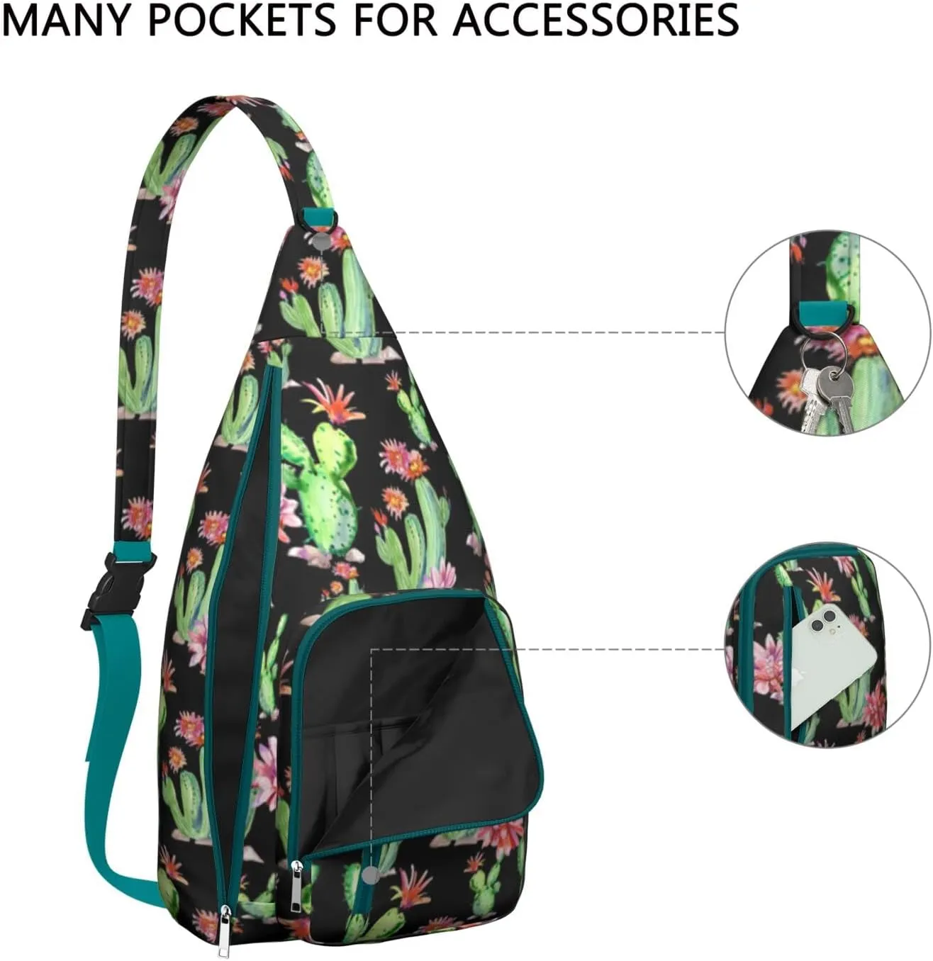 Shoulder Sling Crossbody Casual Chest Bag For Travel Sports Running,Backpack for Men & Women Lightweight Sports BagCrossbody Concealed Carry,Cactus Shoulder Bag Waterproof Chest Bag