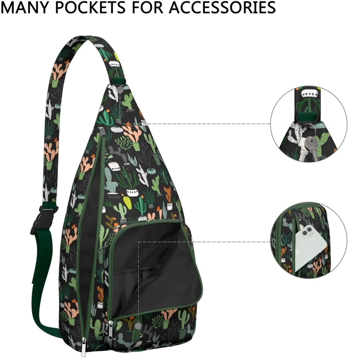 Shoulder Sling Crossbody Casual Chest Bag For Travel Sports Running,Backpack for Men & Women Lightweight Sports BagCrossbody Concealed Carry,Cactus Shoulder Bag Waterproof Chest Bag