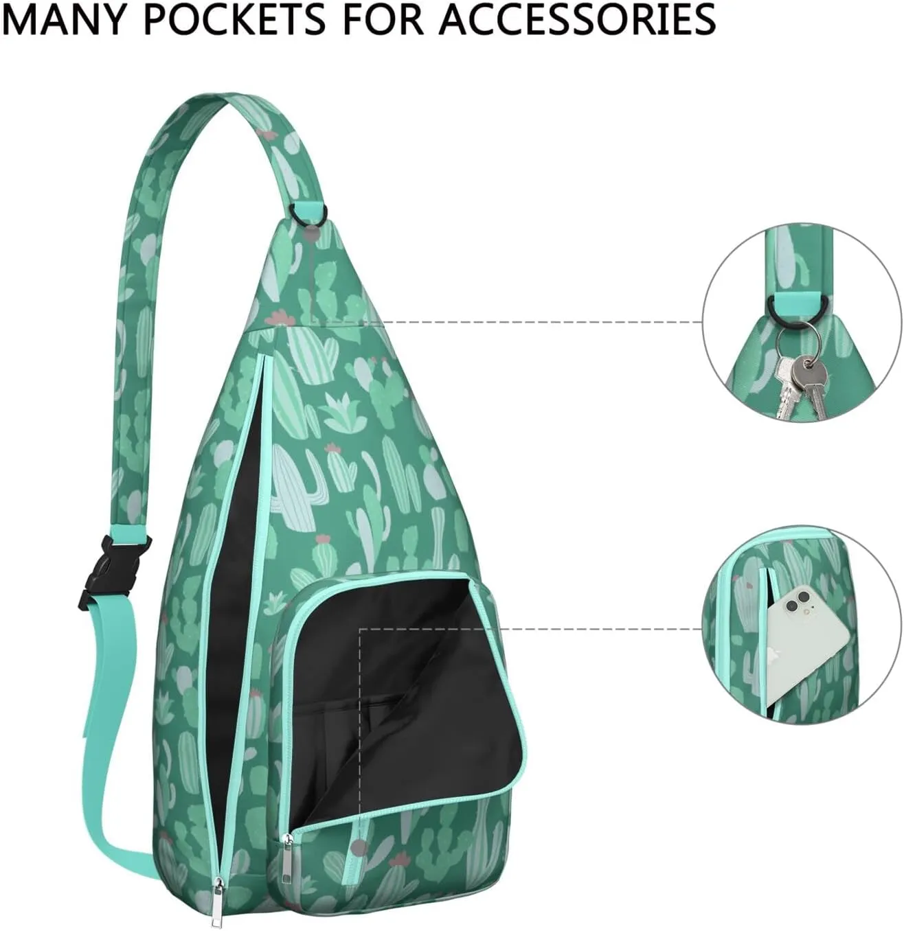 Shoulder Sling Crossbody Casual Chest Bag For Travel Sports Running,Backpack for Men & Women Lightweight Sports BagCrossbody Concealed Carry,Cactus Shoulder Bag Waterproof Chest Bag