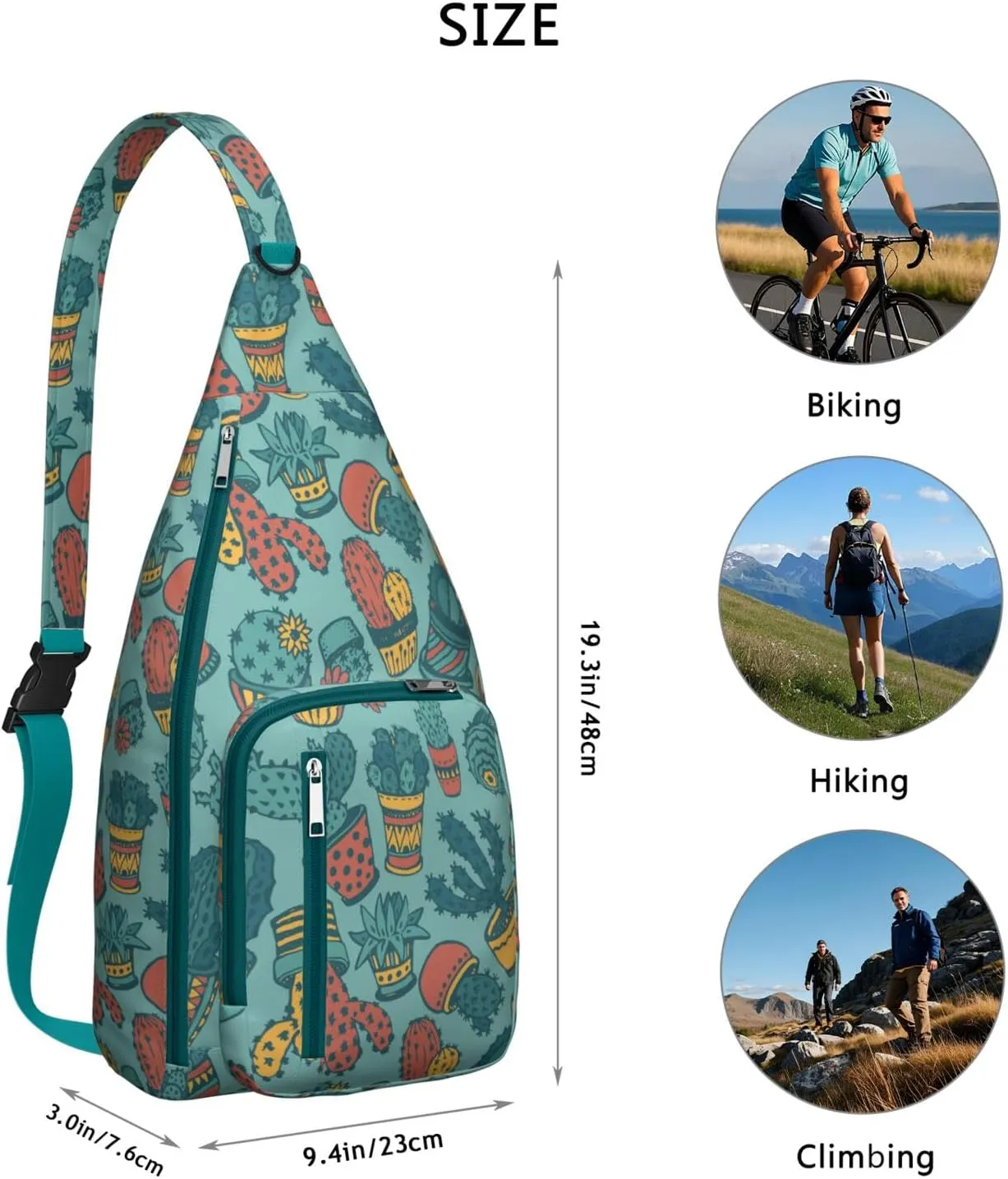Shoulder Sling Crossbody Casual Chest Bag For Travel Sports Running,Backpack for Men & Women Lightweight Sports BagCrossbody Concealed Carry,Cactus Shoulder Bag Waterproof Chest Bag