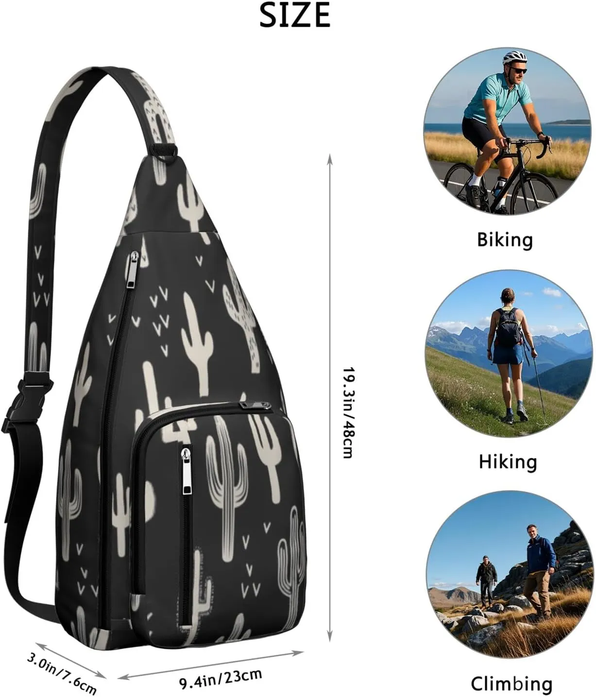Shoulder Sling Crossbody Casual Chest Bag For Travel Sports Running,Backpack for Men & Women Lightweight Sports BagCrossbody Concealed Carry,Cactus Shoulder Bag Waterproof Chest Bag