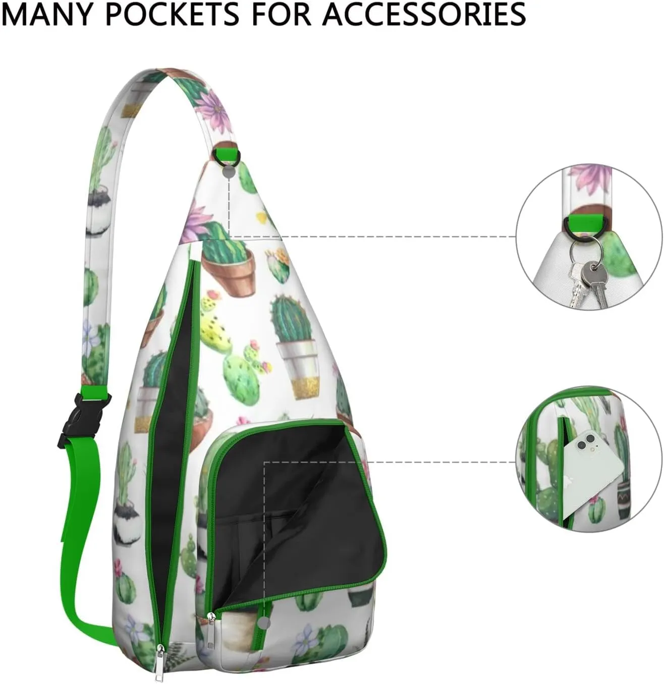 Shoulder Sling Crossbody Casual Chest Bag For Travel Sports Running,Backpack for Men & Women Lightweight Sports BagCrossbody Concealed Carry,Cactus Shoulder Bag Waterproof Chest Bag