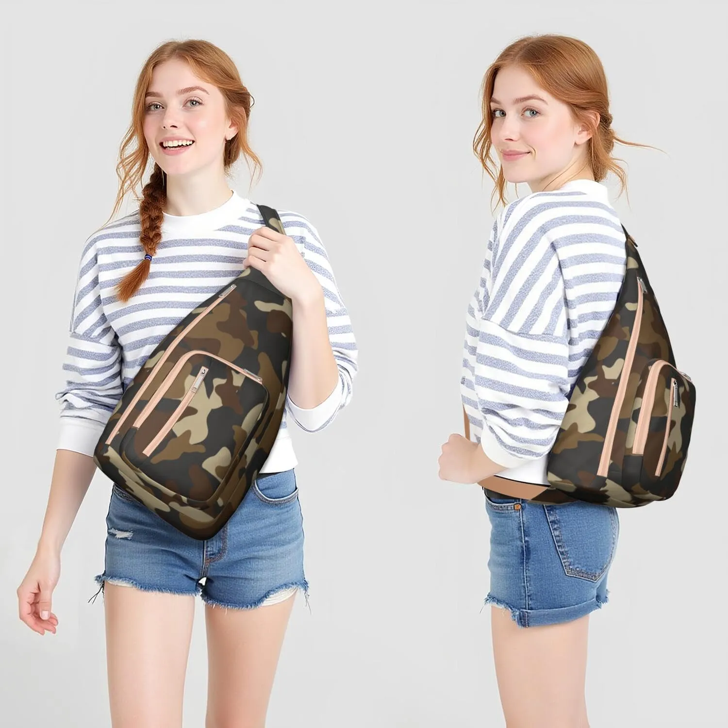 Shoulder Sling Crossbody Casual Chest Bag For Travel Sports Running,Backpack for Men & Women Lightweight Sports BagCrossbody Concealed Carry,Camo Shoulder Bag Waterproof Chest Bag