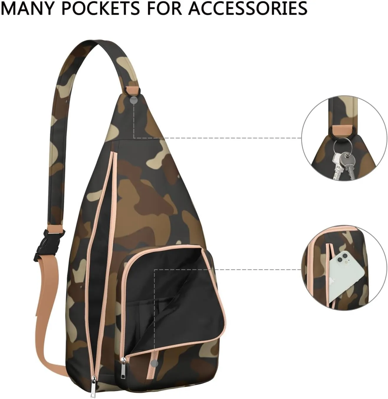 Shoulder Sling Crossbody Casual Chest Bag For Travel Sports Running,Backpack for Men & Women Lightweight Sports BagCrossbody Concealed Carry,Camo Shoulder Bag Waterproof Chest Bag