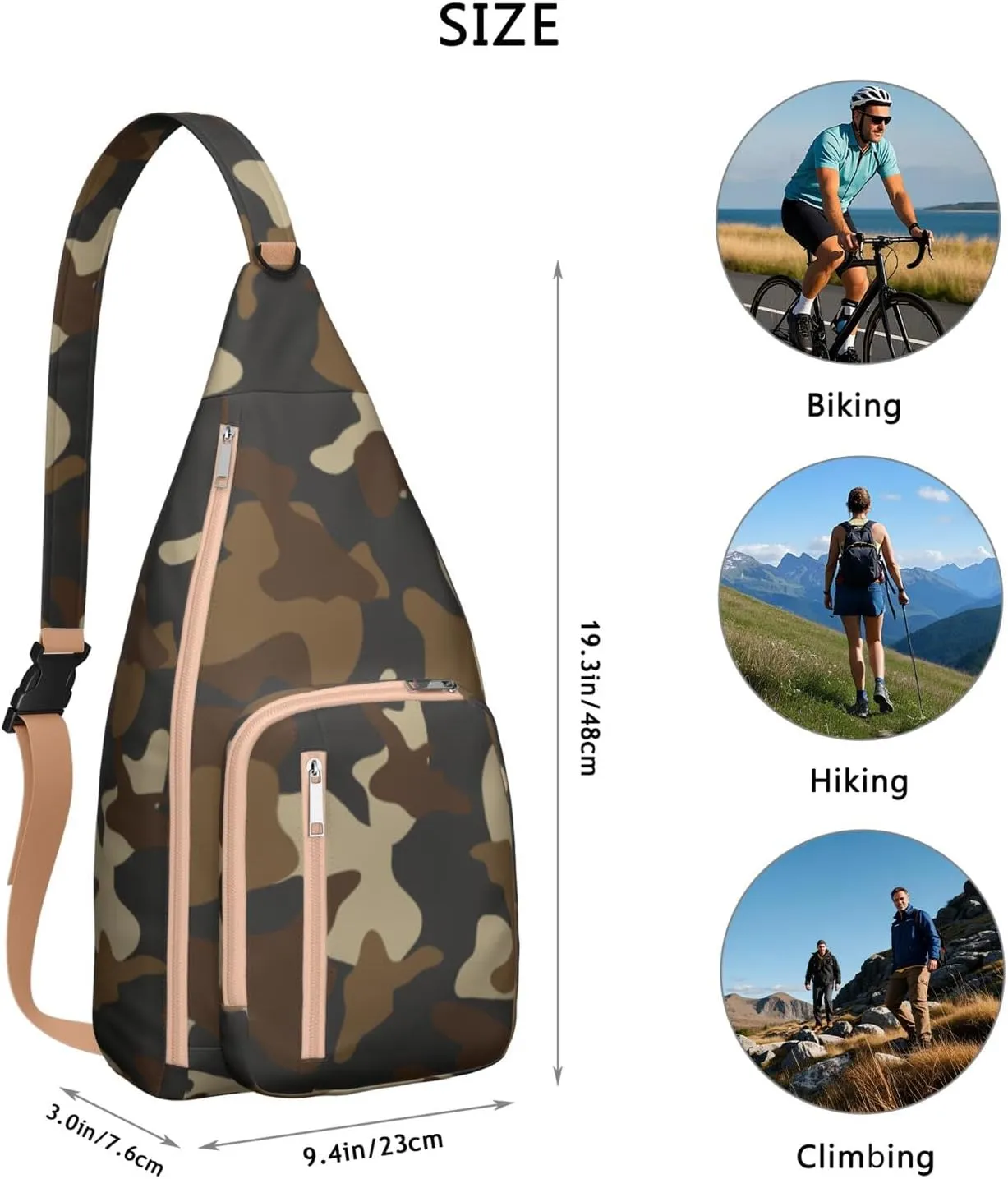 Shoulder Sling Crossbody Casual Chest Bag For Travel Sports Running,Backpack for Men & Women Lightweight Sports BagCrossbody Concealed Carry,Camo Shoulder Bag Waterproof Chest Bag