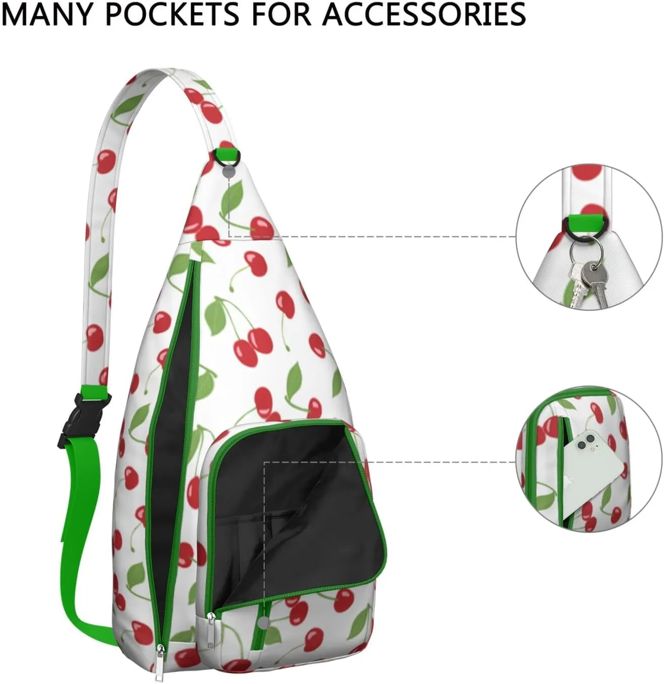Shoulder Sling Crossbody Casual Chest Bag For Travel Sports Running,Backpack for Men & Women Lightweight Sports BagCrossbody Concealed Carry,Cherry Shoulder Bag Waterproof Chest Bag