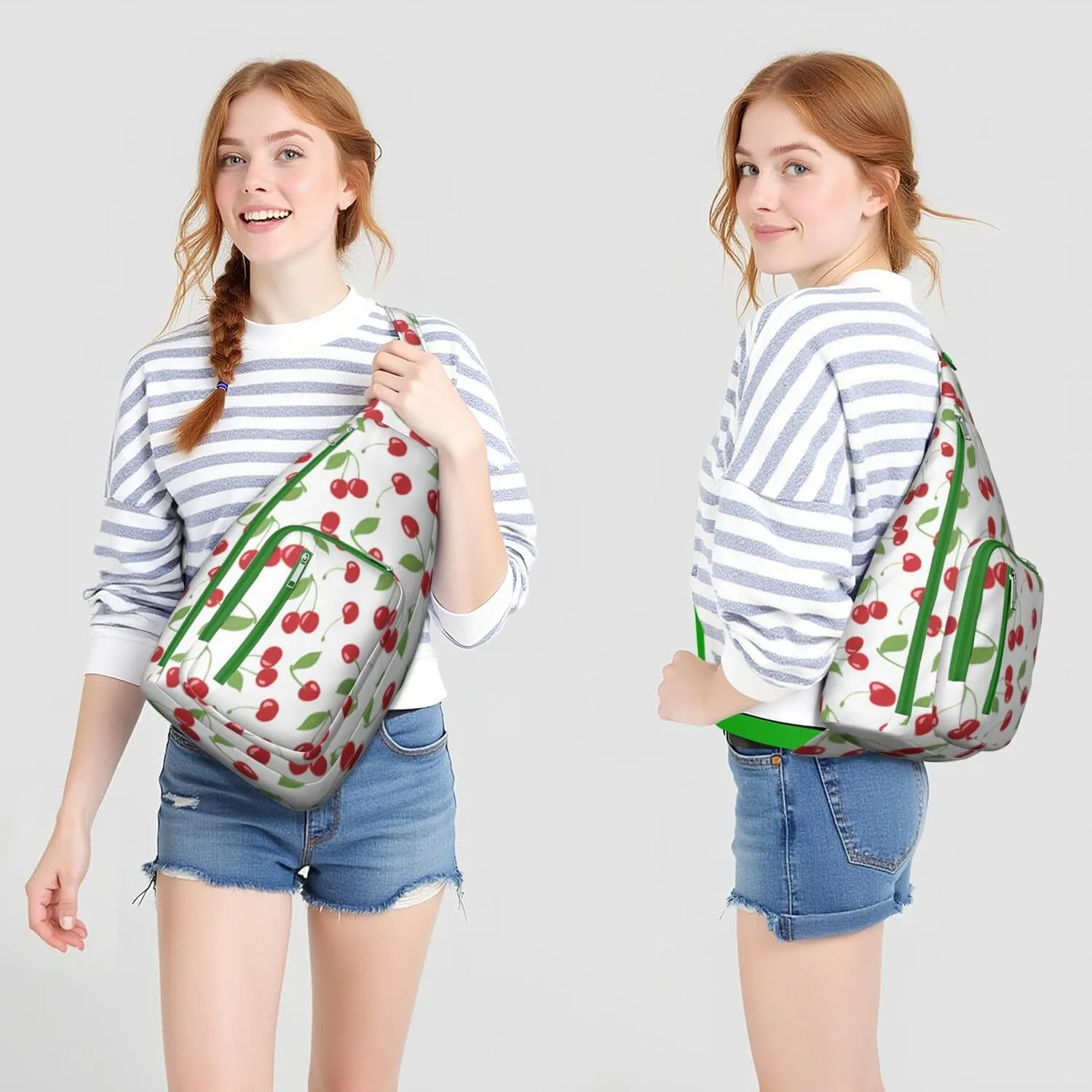 Shoulder Sling Crossbody Casual Chest Bag For Travel Sports Running,Backpack for Men & Women Lightweight Sports BagCrossbody Concealed Carry,Cherry Shoulder Bag Waterproof Chest Bag