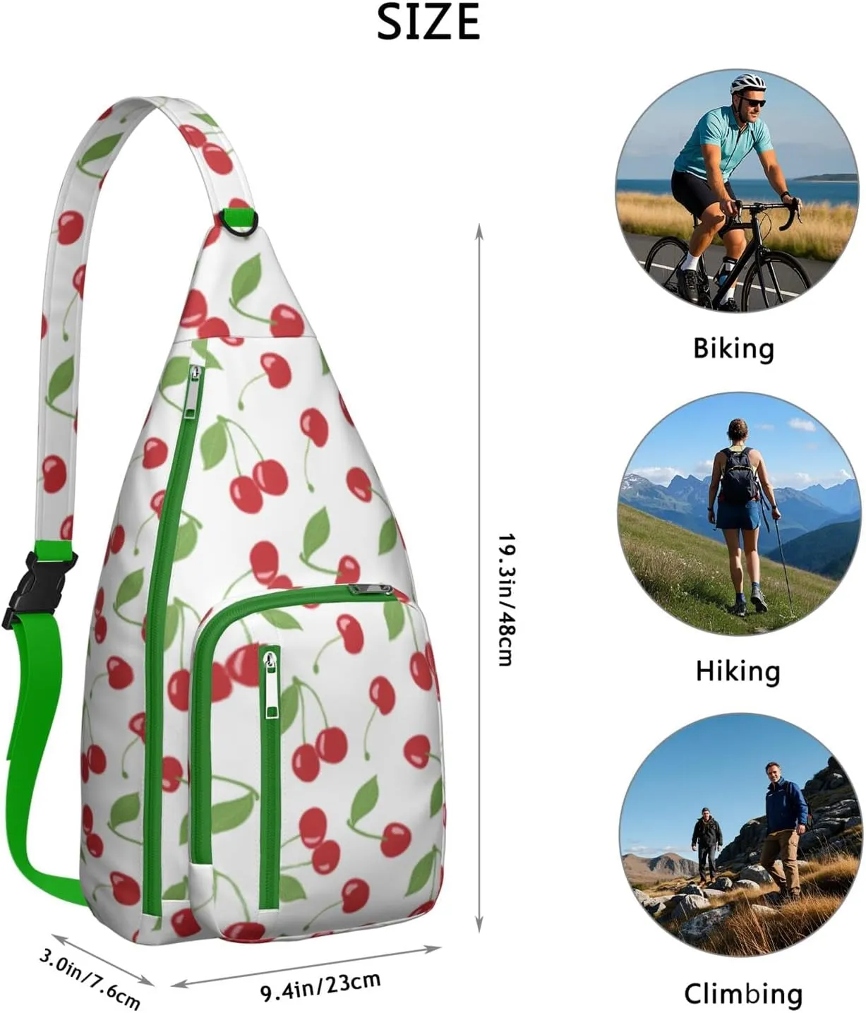 Shoulder Sling Crossbody Casual Chest Bag For Travel Sports Running,Backpack for Men & Women Lightweight Sports BagCrossbody Concealed Carry,Cherry Shoulder Bag Waterproof Chest Bag