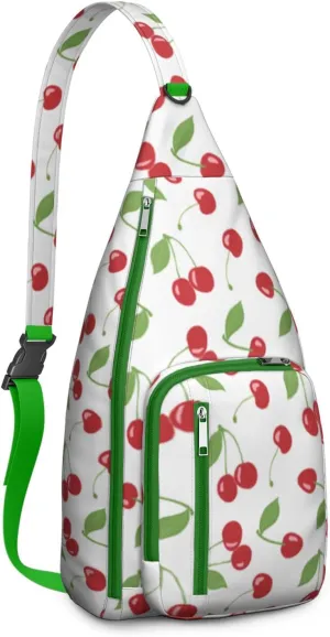 Shoulder Sling Crossbody Casual Chest Bag For Travel Sports Running,Backpack for Men & Women Lightweight Sports BagCrossbody Concealed Carry,Cherry Shoulder Bag Waterproof Chest Bag