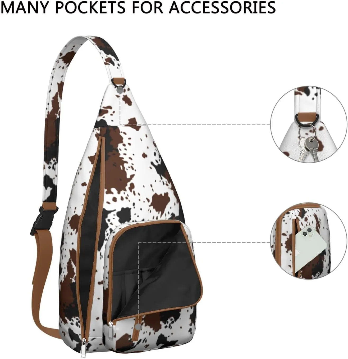Shoulder Sling Crossbody Casual Chest Bag For Travel Sports Running,Backpack for Men & Women Lightweight Sports BagCrossbody Concealed Carry,Cow Shoulder Bag Waterproof Chest Bag