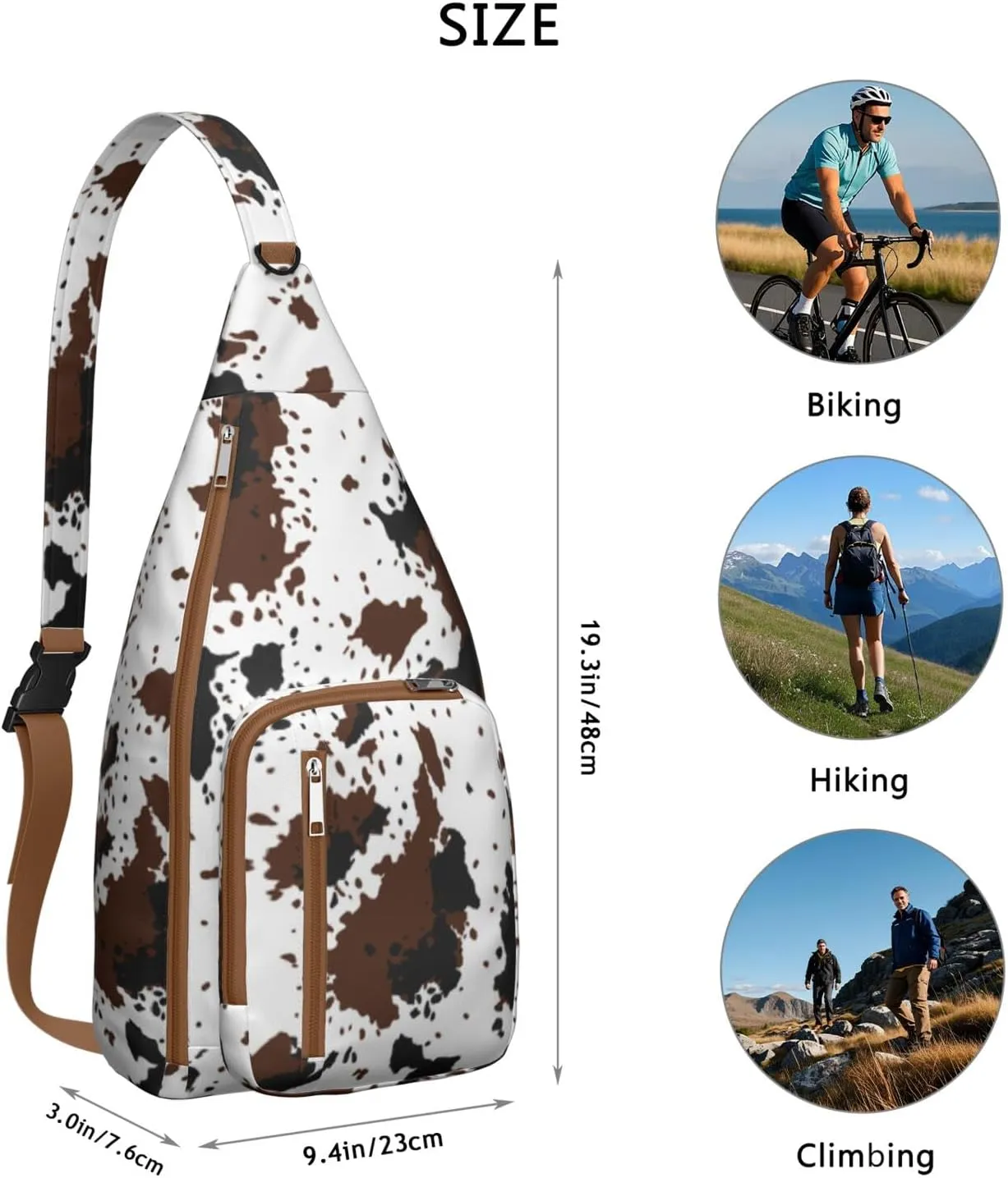 Shoulder Sling Crossbody Casual Chest Bag For Travel Sports Running,Backpack for Men & Women Lightweight Sports BagCrossbody Concealed Carry,Cow Shoulder Bag Waterproof Chest Bag