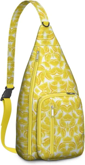 Shoulder Sling Crossbody Casual Chest Bag For Travel Sports Running,Backpack for Men & Women Lightweight Sports BagCrossbody Concealed Carry,Lemon Shoulder Bag Waterproof Chest Bag