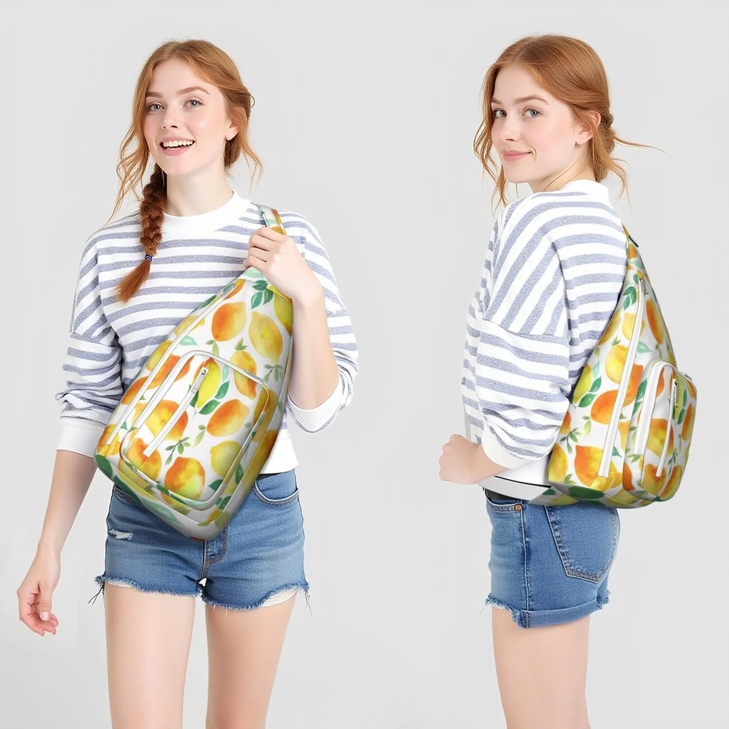 Shoulder Sling Crossbody Casual Chest Bag For Travel Sports Running,Backpack for Men & Women Lightweight Sports BagCrossbody Concealed Carry,Lemon Shoulder Bag Waterproof Chest Bag