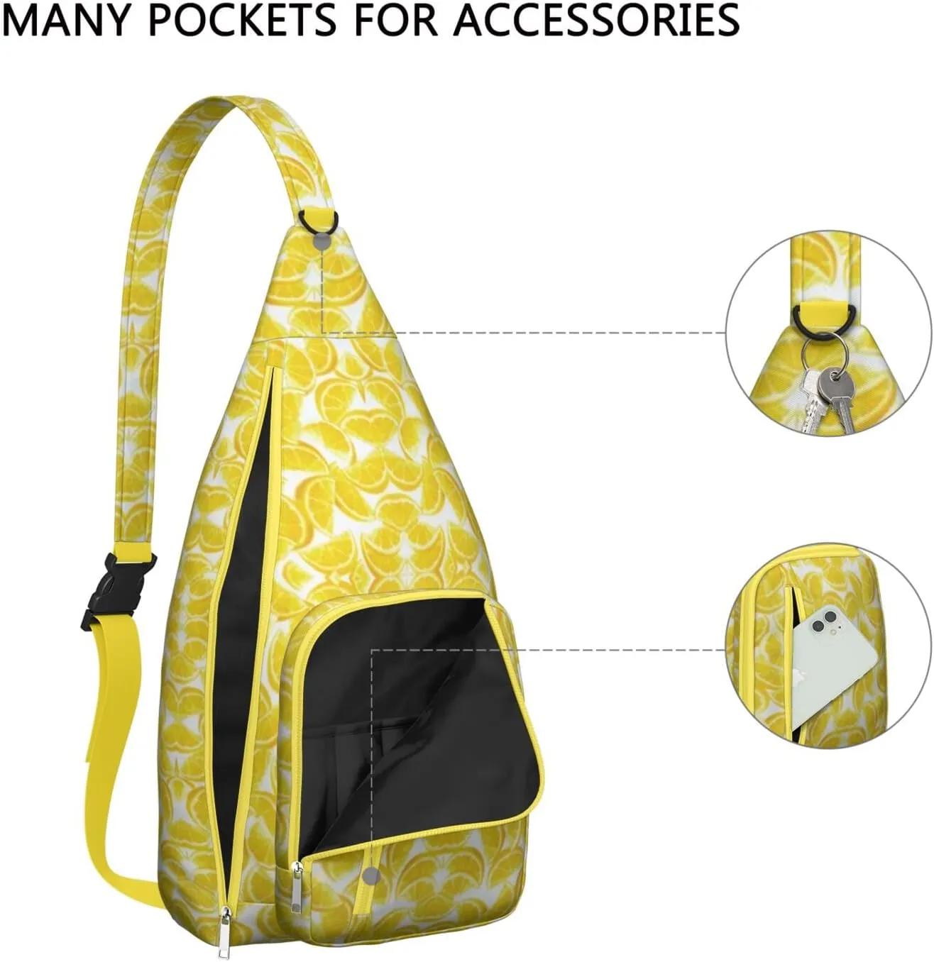 Shoulder Sling Crossbody Casual Chest Bag For Travel Sports Running,Backpack for Men & Women Lightweight Sports BagCrossbody Concealed Carry,Lemon Shoulder Bag Waterproof Chest Bag