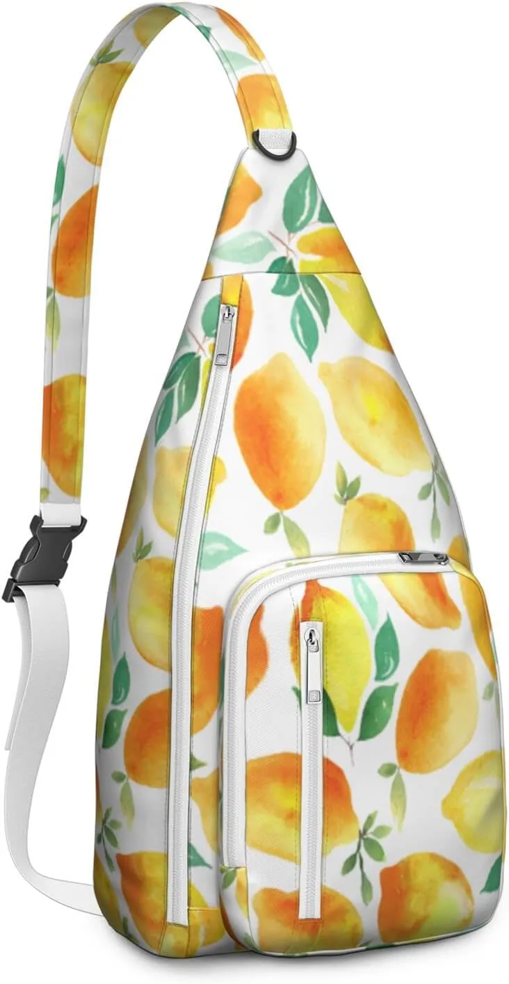 Shoulder Sling Crossbody Casual Chest Bag For Travel Sports Running,Backpack for Men & Women Lightweight Sports BagCrossbody Concealed Carry,Lemon Shoulder Bag Waterproof Chest Bag