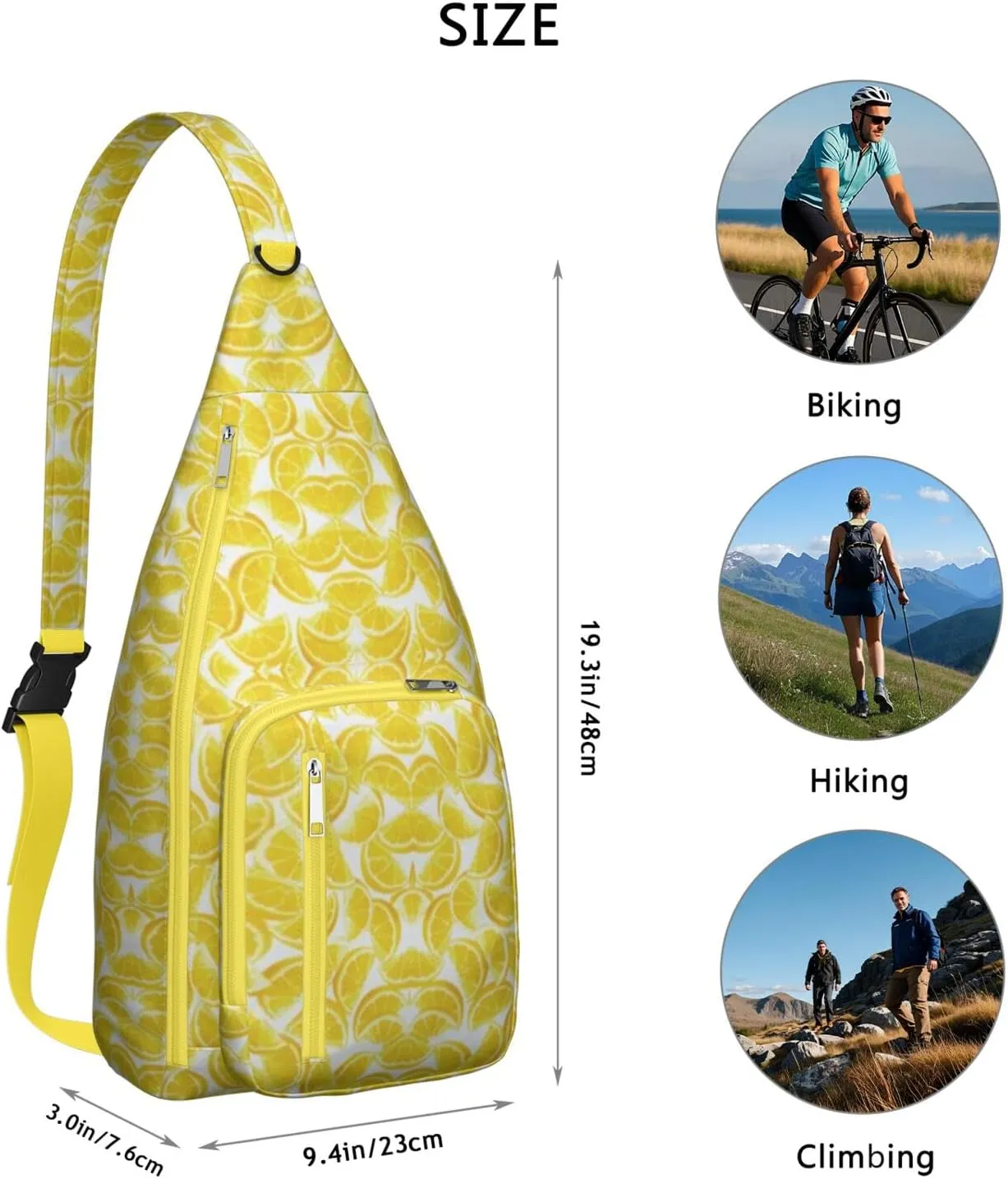 Shoulder Sling Crossbody Casual Chest Bag For Travel Sports Running,Backpack for Men & Women Lightweight Sports BagCrossbody Concealed Carry,Lemon Shoulder Bag Waterproof Chest Bag