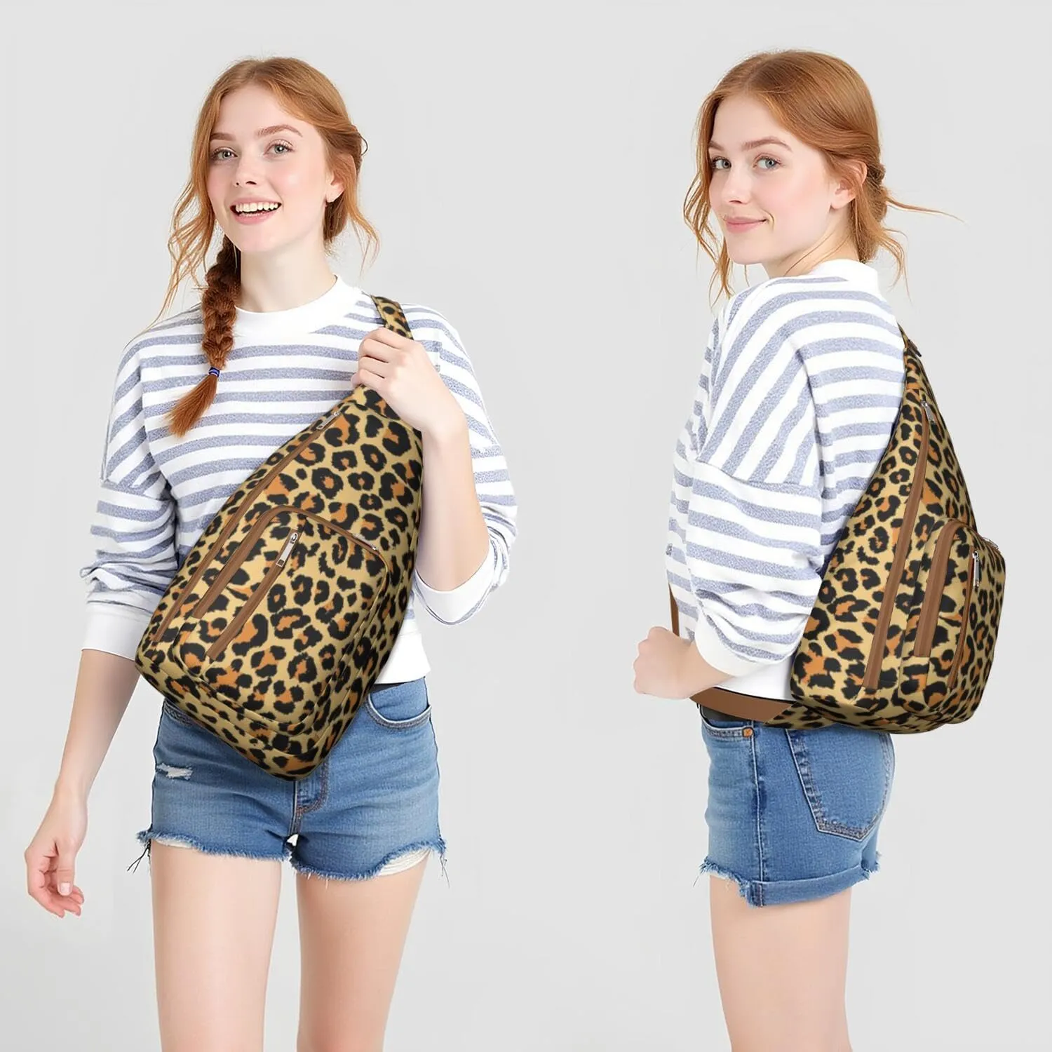 Shoulder Sling Crossbody Casual Chest Bag For Travel Sports Running,Backpack for Men & Women Lightweight Sports BagCrossbody Concealed Carry,Leopard Shoulder Bag Waterproof Chest Bag