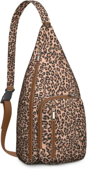 Shoulder Sling Crossbody Casual Chest Bag For Travel Sports Running,Backpack for Men & Women Lightweight Sports BagCrossbody Concealed Carry,Leopard Shoulder Bag Waterproof Chest Bag