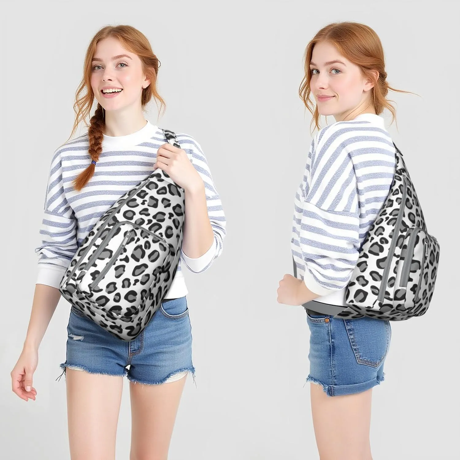 Shoulder Sling Crossbody Casual Chest Bag For Travel Sports Running,Backpack for Men & Women Lightweight Sports BagCrossbody Concealed Carry,Leopard Shoulder Bag Waterproof Chest Bag