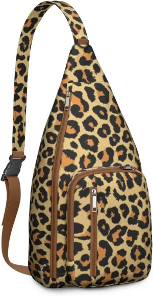 Shoulder Sling Crossbody Casual Chest Bag For Travel Sports Running,Backpack for Men & Women Lightweight Sports BagCrossbody Concealed Carry,Leopard Shoulder Bag Waterproof Chest Bag