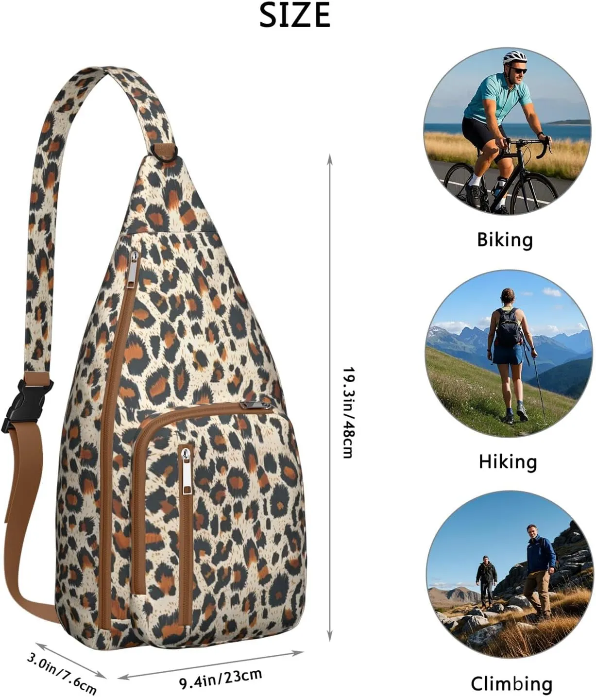 Shoulder Sling Crossbody Casual Chest Bag For Travel Sports Running,Backpack for Men & Women Lightweight Sports BagCrossbody Concealed Carry,Leopard Shoulder Bag Waterproof Chest Bag