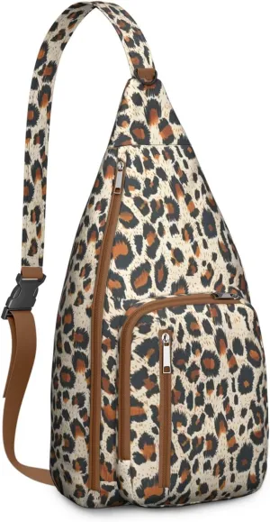 Shoulder Sling Crossbody Casual Chest Bag For Travel Sports Running,Backpack for Men & Women Lightweight Sports BagCrossbody Concealed Carry,Leopard Shoulder Bag Waterproof Chest Bag