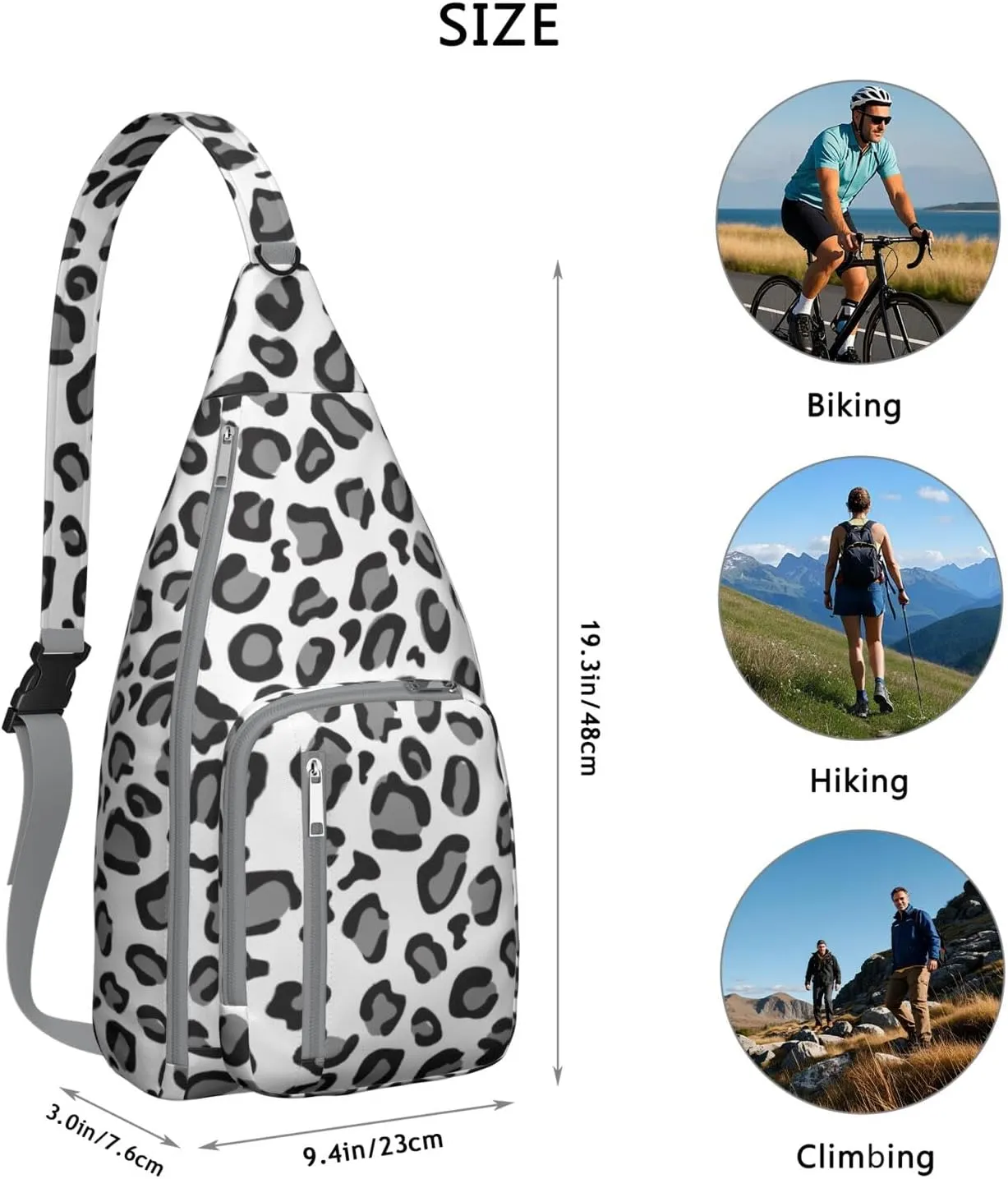 Shoulder Sling Crossbody Casual Chest Bag For Travel Sports Running,Backpack for Men & Women Lightweight Sports BagCrossbody Concealed Carry,Leopard Shoulder Bag Waterproof Chest Bag