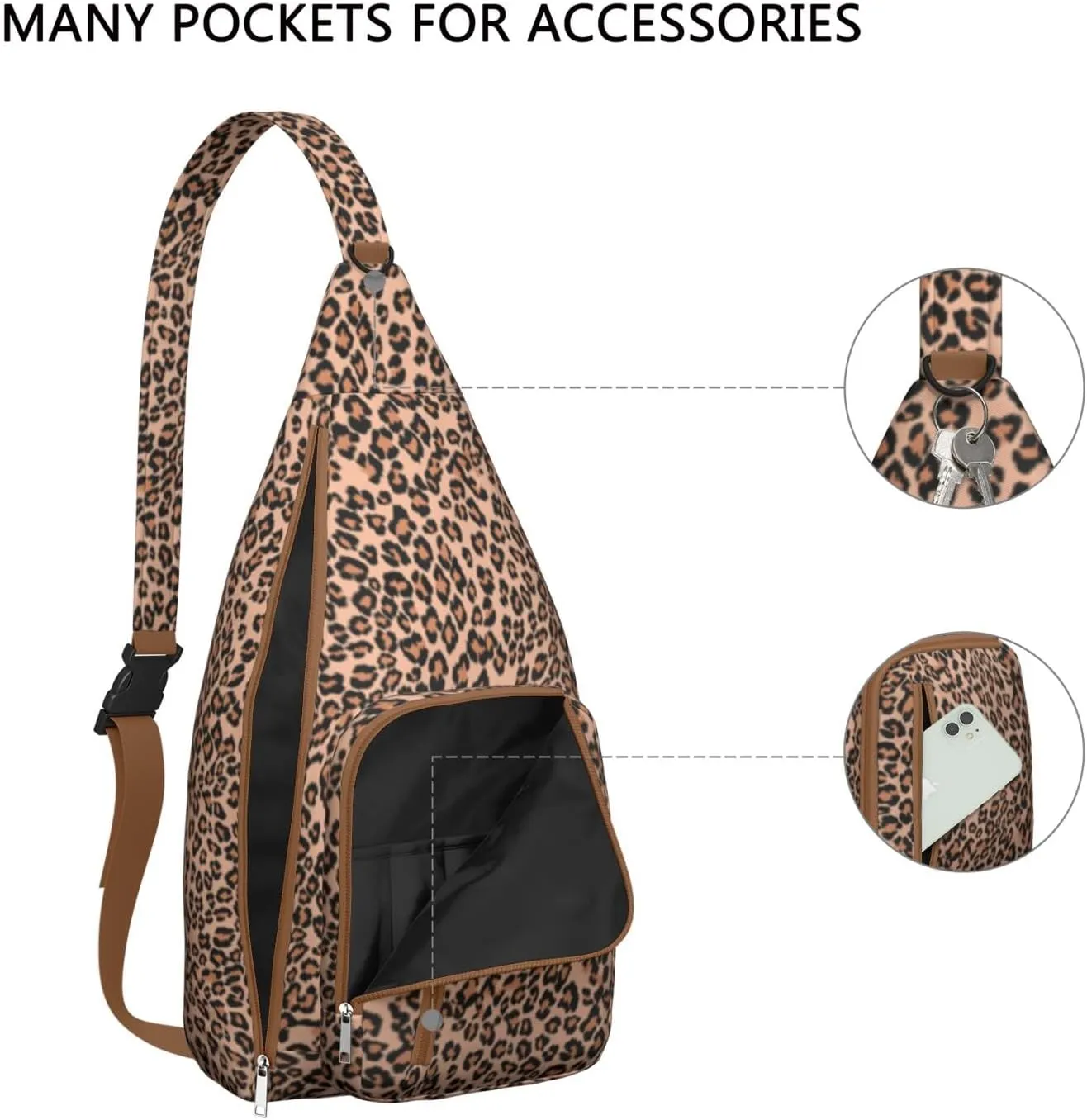 Shoulder Sling Crossbody Casual Chest Bag For Travel Sports Running,Backpack for Men & Women Lightweight Sports BagCrossbody Concealed Carry,Leopard Shoulder Bag Waterproof Chest Bag