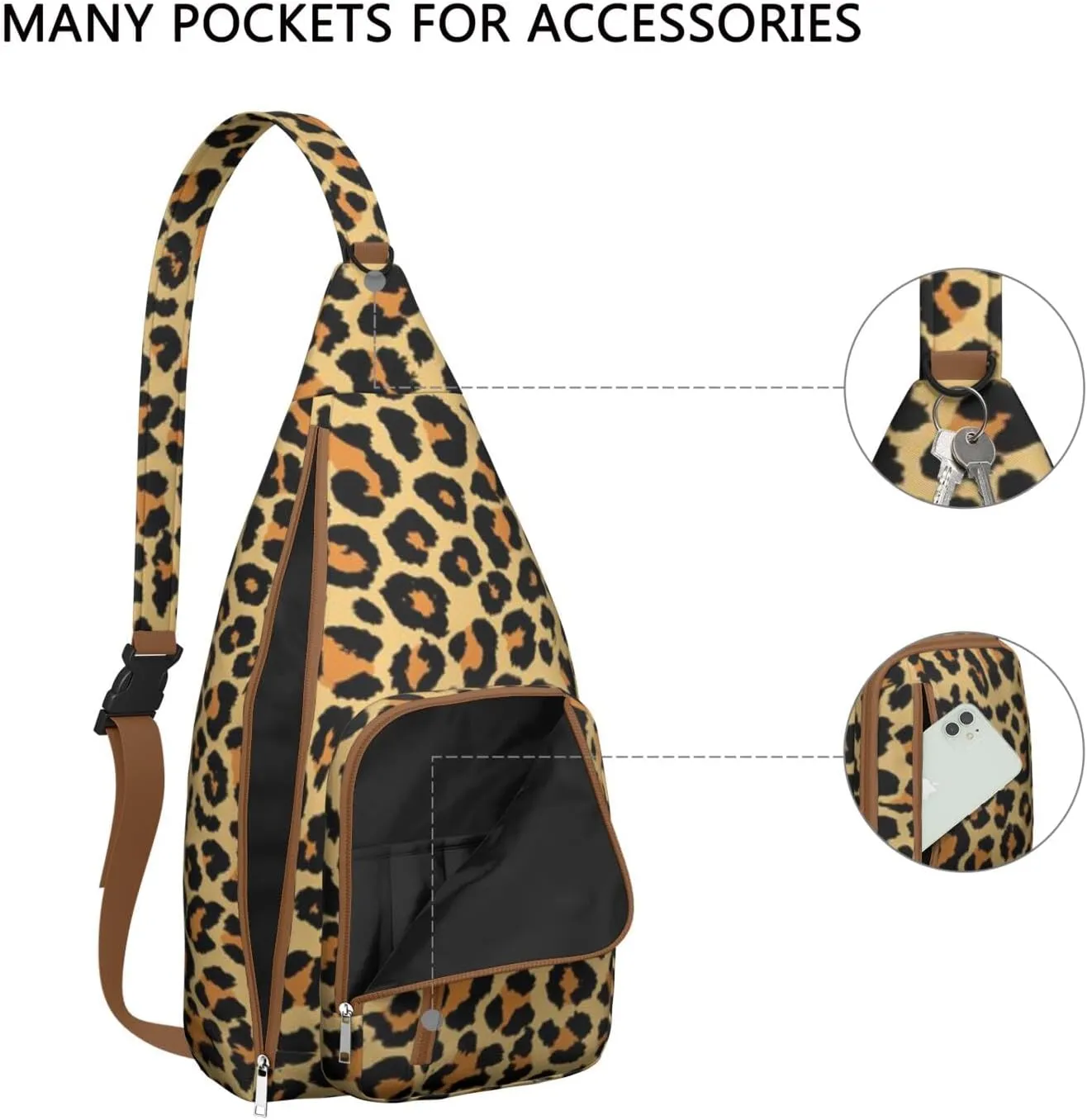 Shoulder Sling Crossbody Casual Chest Bag For Travel Sports Running,Backpack for Men & Women Lightweight Sports BagCrossbody Concealed Carry,Leopard Shoulder Bag Waterproof Chest Bag