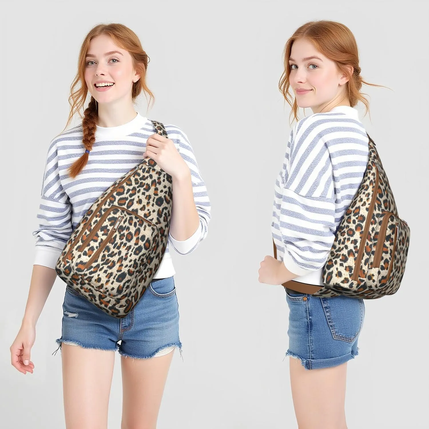 Shoulder Sling Crossbody Casual Chest Bag For Travel Sports Running,Backpack for Men & Women Lightweight Sports BagCrossbody Concealed Carry,Leopard Shoulder Bag Waterproof Chest Bag