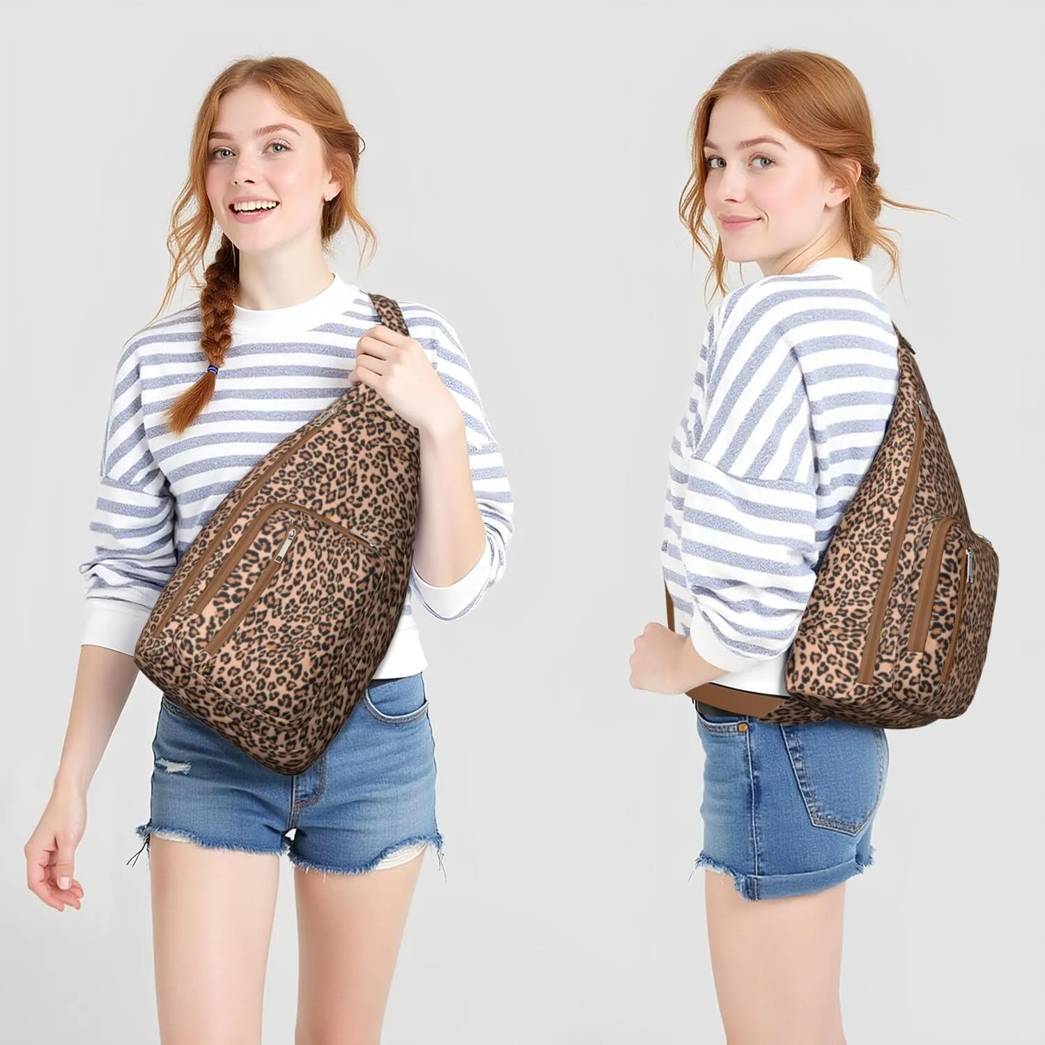 Shoulder Sling Crossbody Casual Chest Bag For Travel Sports Running,Backpack for Men & Women Lightweight Sports BagCrossbody Concealed Carry,Leopard Shoulder Bag Waterproof Chest Bag