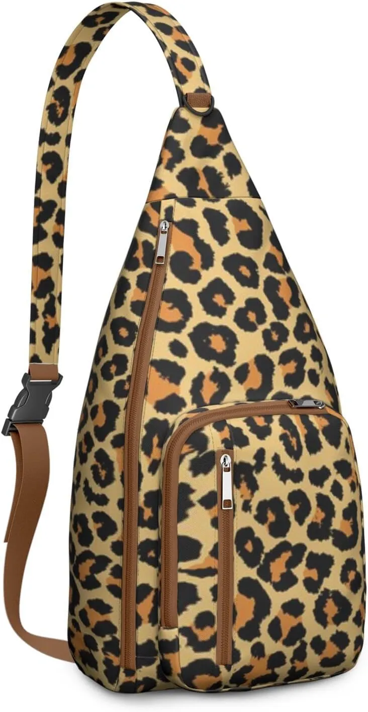 Shoulder Sling Crossbody Casual Chest Bag For Travel Sports Running,Backpack for Men & Women Lightweight Sports BagCrossbody Concealed Carry,Leopard Shoulder Bag Waterproof Chest Bag
