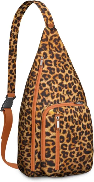 Shoulder Sling Crossbody Casual Chest Bag For Travel Sports Running,Backpack for Men & Women Lightweight Sports BagCrossbody Concealed Carry,Leopard Shoulder Bag Waterproof Chest Bag