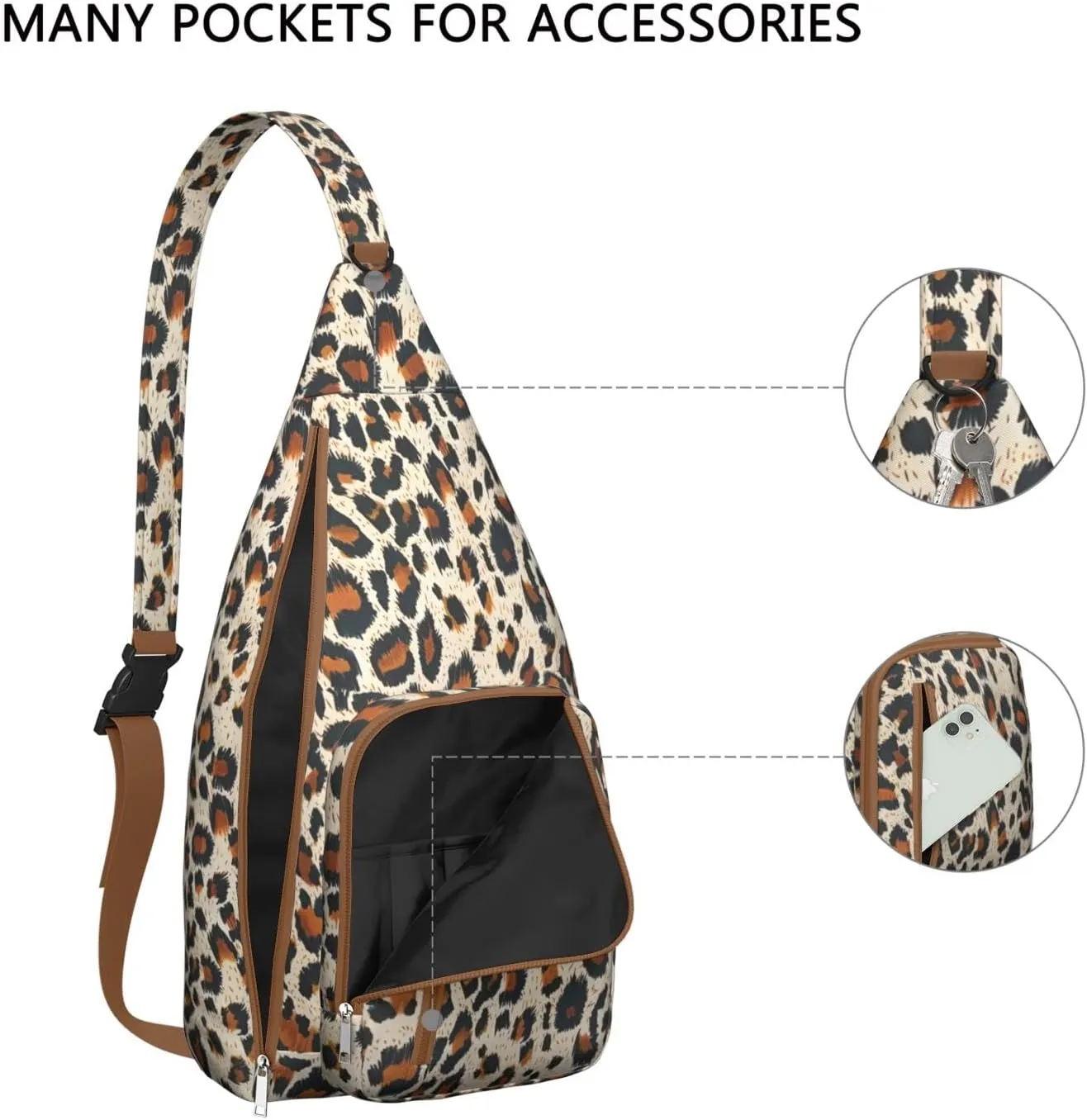Shoulder Sling Crossbody Casual Chest Bag For Travel Sports Running,Backpack for Men & Women Lightweight Sports BagCrossbody Concealed Carry,Leopard Shoulder Bag Waterproof Chest Bag