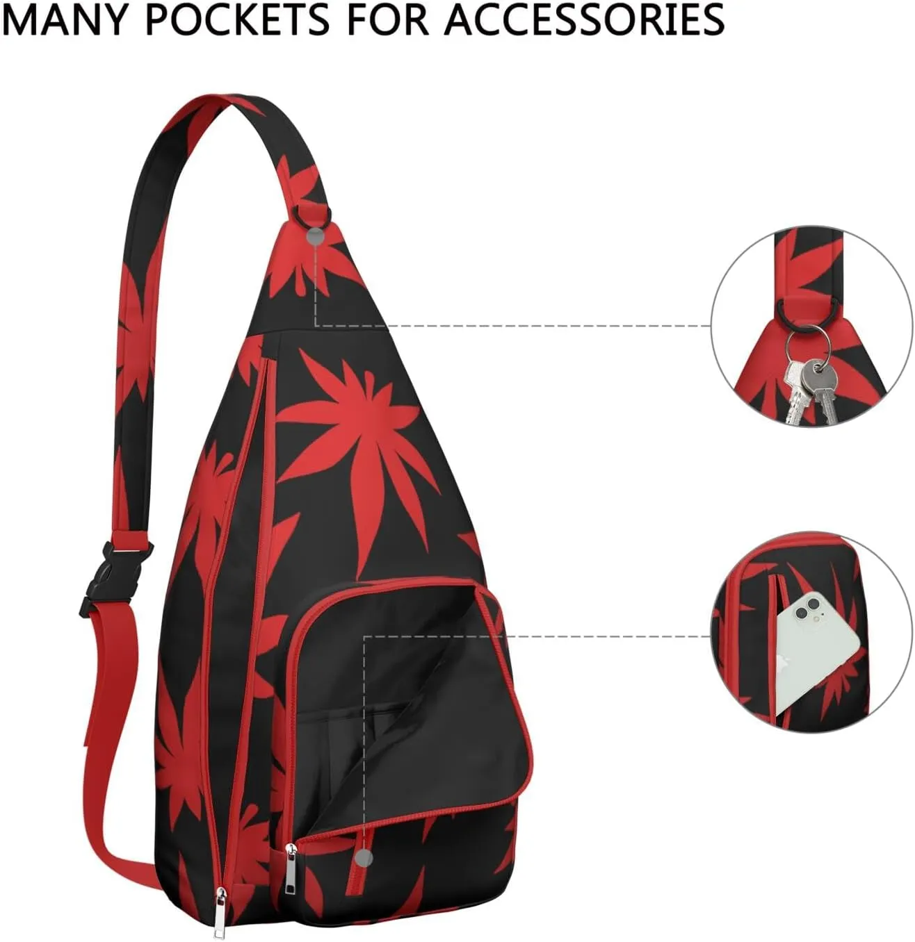 Shoulder Sling Crossbody Casual Chest Bag For Travel Sports Running,Backpack for Men & Women Lightweight Sports BagCrossbody Concealed Carry,Marijuana Leaf Shoulder Bag Waterproof Chest Bag
