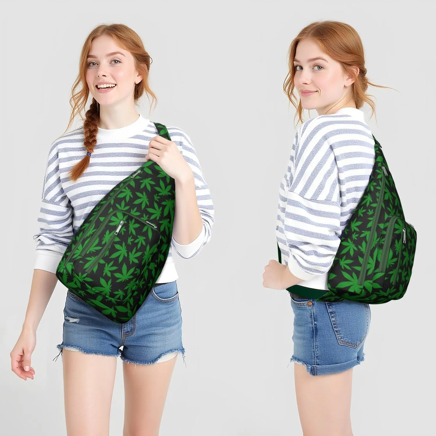 Shoulder Sling Crossbody Casual Chest Bag For Travel Sports Running,Backpack for Men & Women Lightweight Sports BagCrossbody Concealed Carry,Marijuana Leaf Shoulder Bag Waterproof Chest Bag