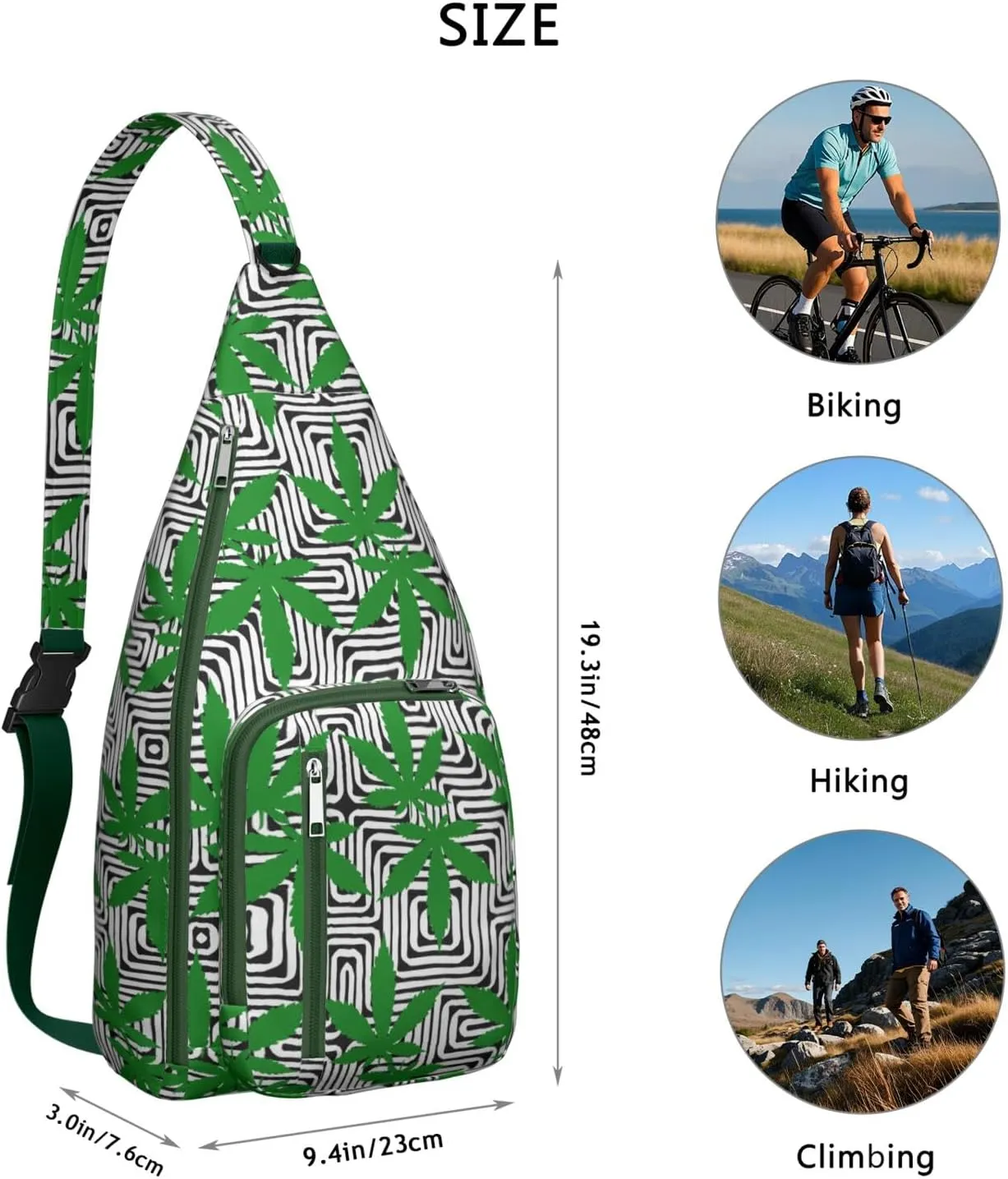 Shoulder Sling Crossbody Casual Chest Bag For Travel Sports Running,Backpack for Men & Women Lightweight Sports BagCrossbody Concealed Carry,Marijuana Leaf Shoulder Bag Waterproof Chest Bag
