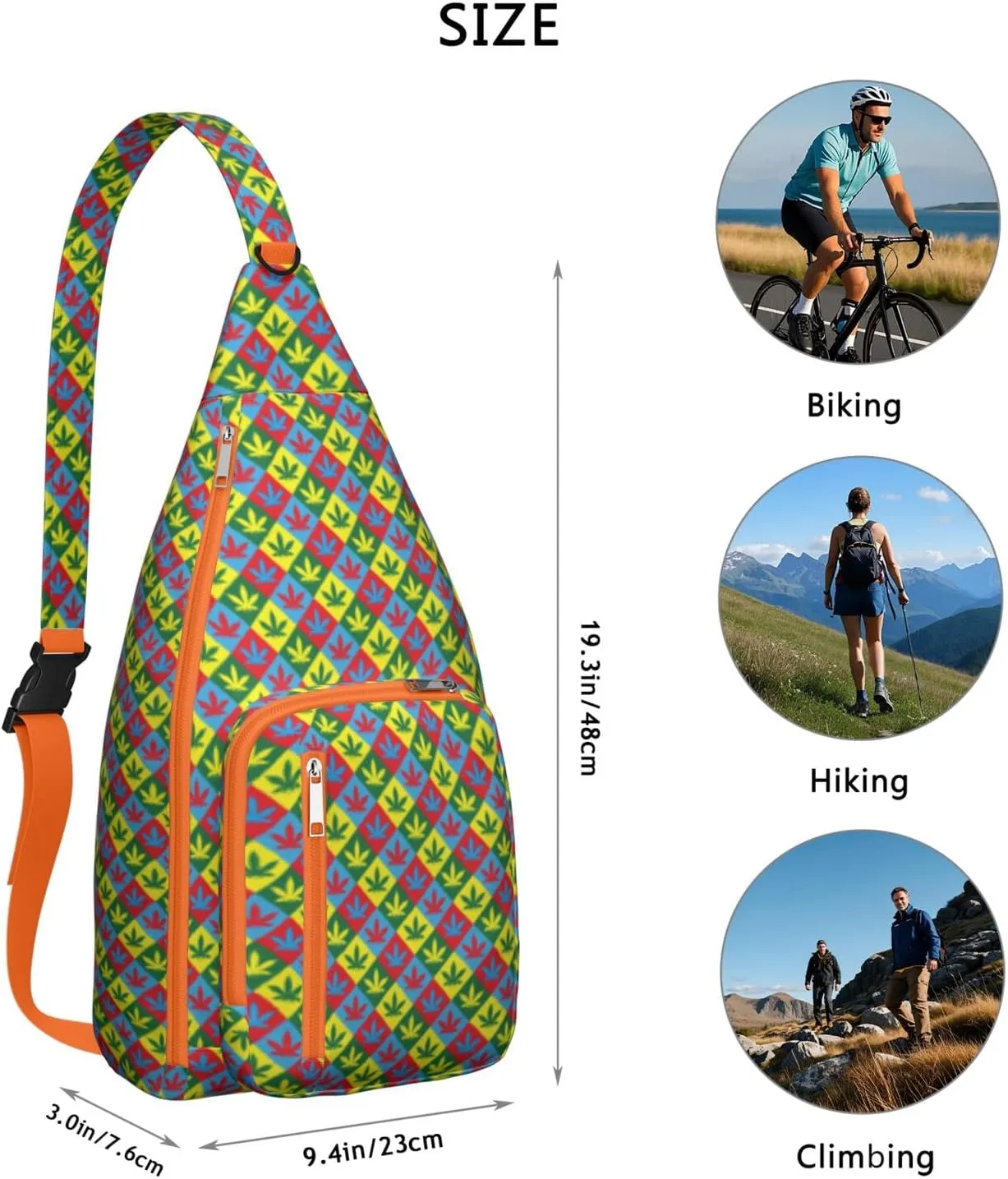 Shoulder Sling Crossbody Casual Chest Bag For Travel Sports Running,Backpack for Men & Women Lightweight Sports BagCrossbody Concealed Carry,Marijuana Leaf Shoulder Bag Waterproof Chest Bag