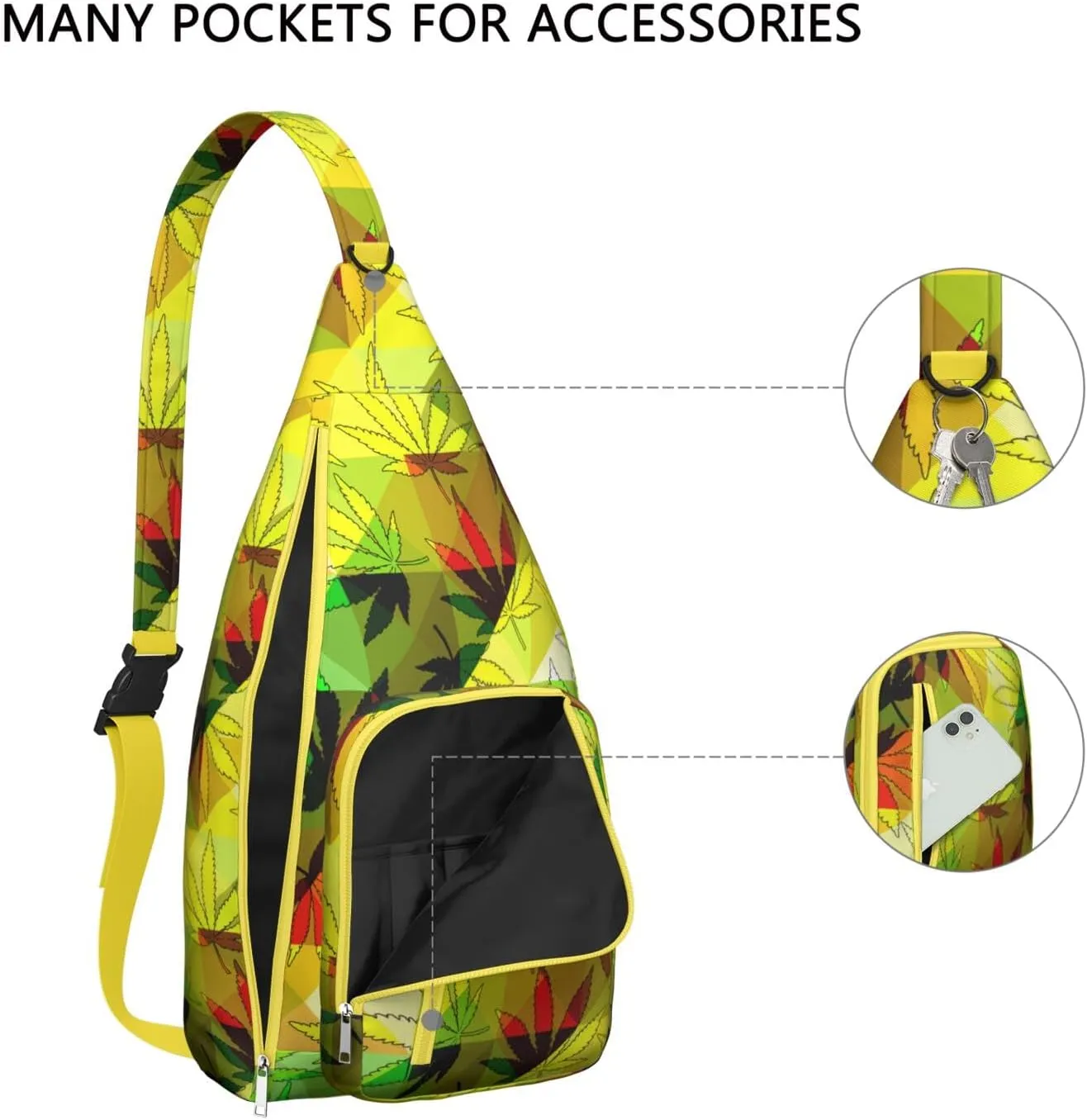Shoulder Sling Crossbody Casual Chest Bag For Travel Sports Running,Backpack for Men & Women Lightweight Sports BagCrossbody Concealed Carry,Marijuana Leaf Shoulder Bag Waterproof Chest Bag