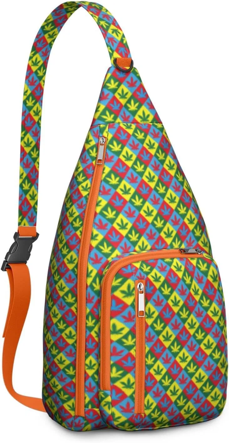 Shoulder Sling Crossbody Casual Chest Bag For Travel Sports Running,Backpack for Men & Women Lightweight Sports BagCrossbody Concealed Carry,Marijuana Leaf Shoulder Bag Waterproof Chest Bag