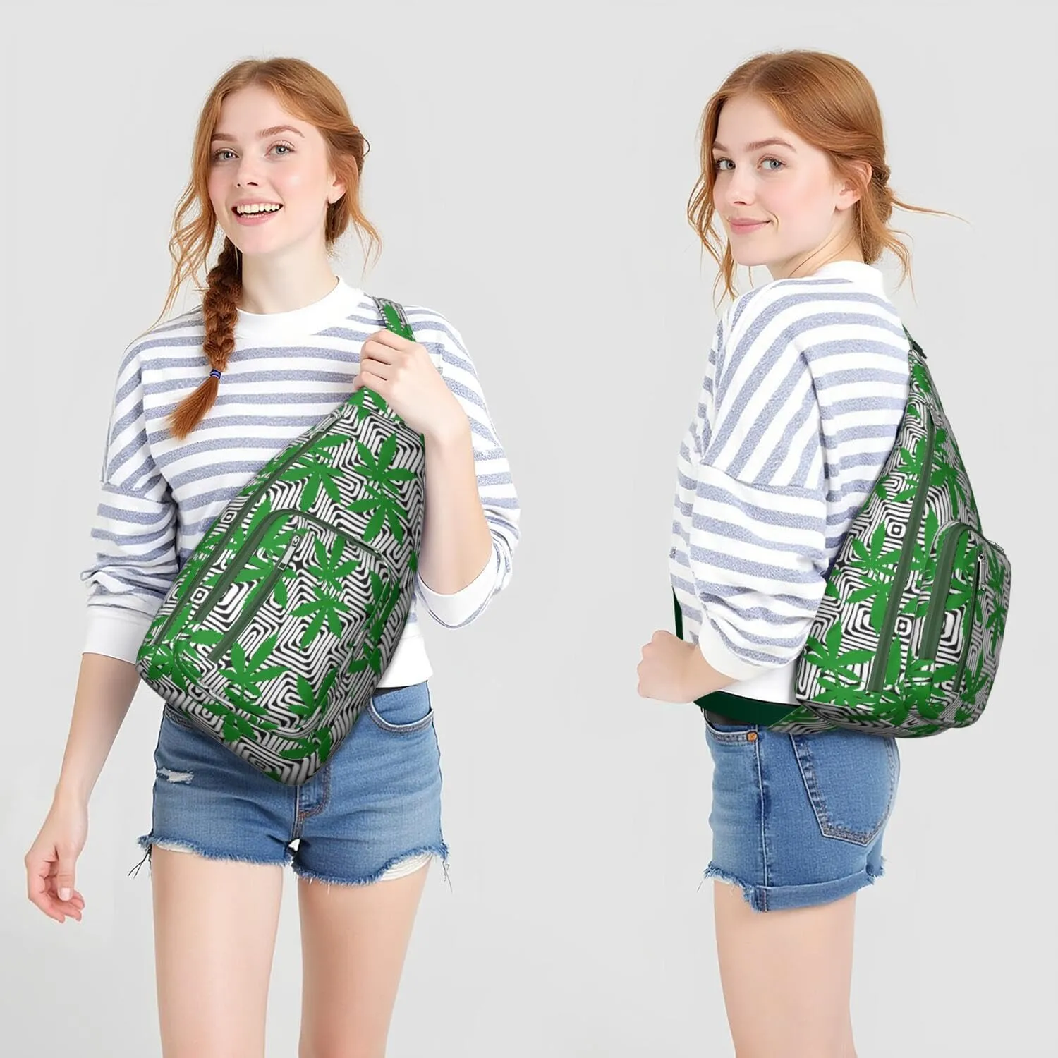 Shoulder Sling Crossbody Casual Chest Bag For Travel Sports Running,Backpack for Men & Women Lightweight Sports BagCrossbody Concealed Carry,Marijuana Leaf Shoulder Bag Waterproof Chest Bag