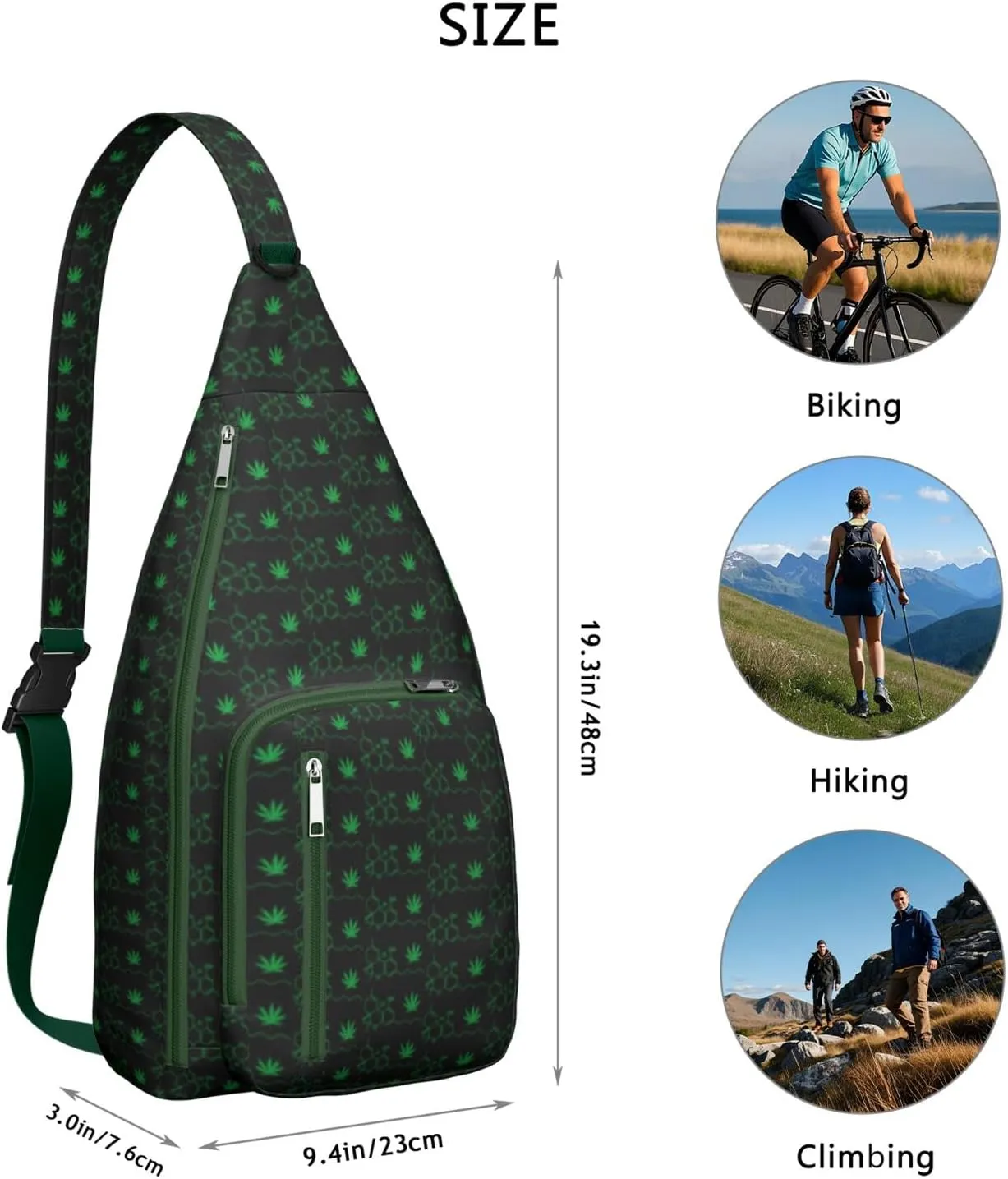 Shoulder Sling Crossbody Casual Chest Bag For Travel Sports Running,Backpack for Men & Women Lightweight Sports BagCrossbody Concealed Carry,Marijuana Leaf Shoulder Bag Waterproof Chest Bag