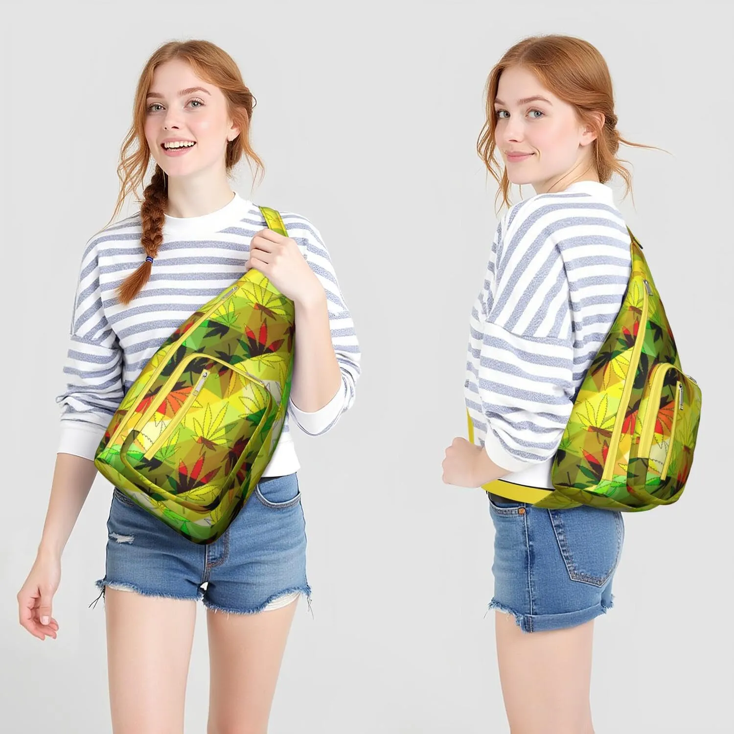 Shoulder Sling Crossbody Casual Chest Bag For Travel Sports Running,Backpack for Men & Women Lightweight Sports BagCrossbody Concealed Carry,Marijuana Leaf Shoulder Bag Waterproof Chest Bag