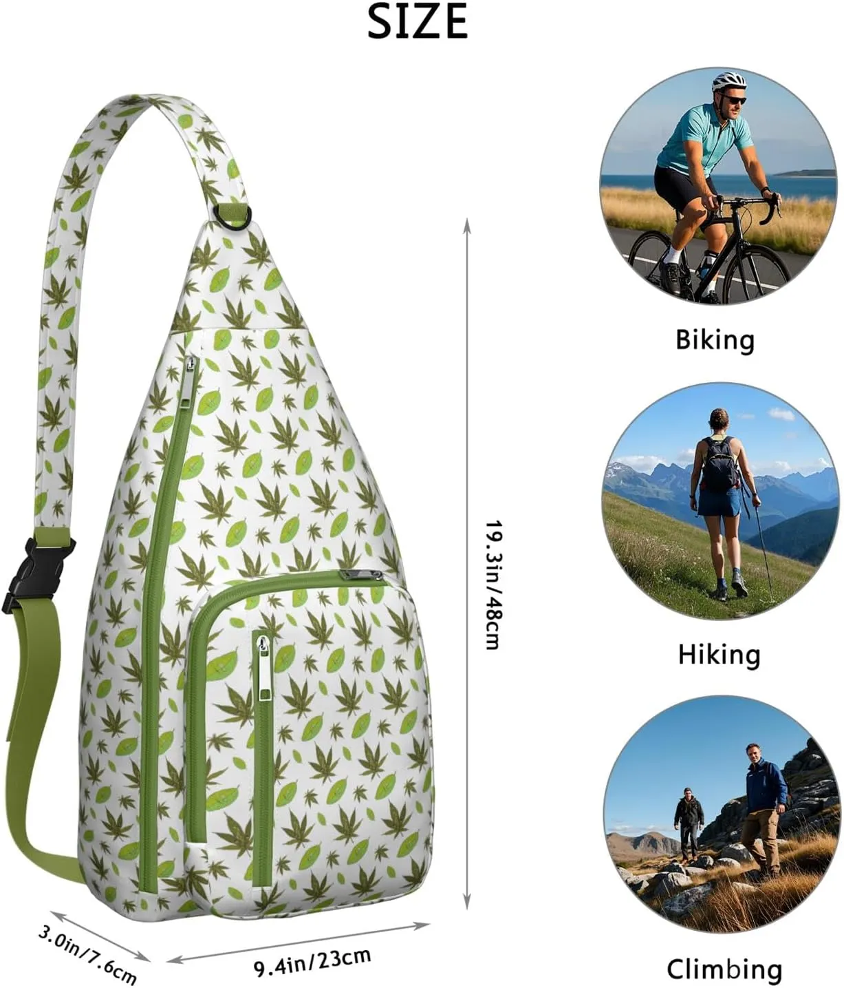 Shoulder Sling Crossbody Casual Chest Bag For Travel Sports Running,Backpack for Men & Women Lightweight Sports BagCrossbody Concealed Carry,Marijuana Leaf Shoulder Bag Waterproof Chest Bag