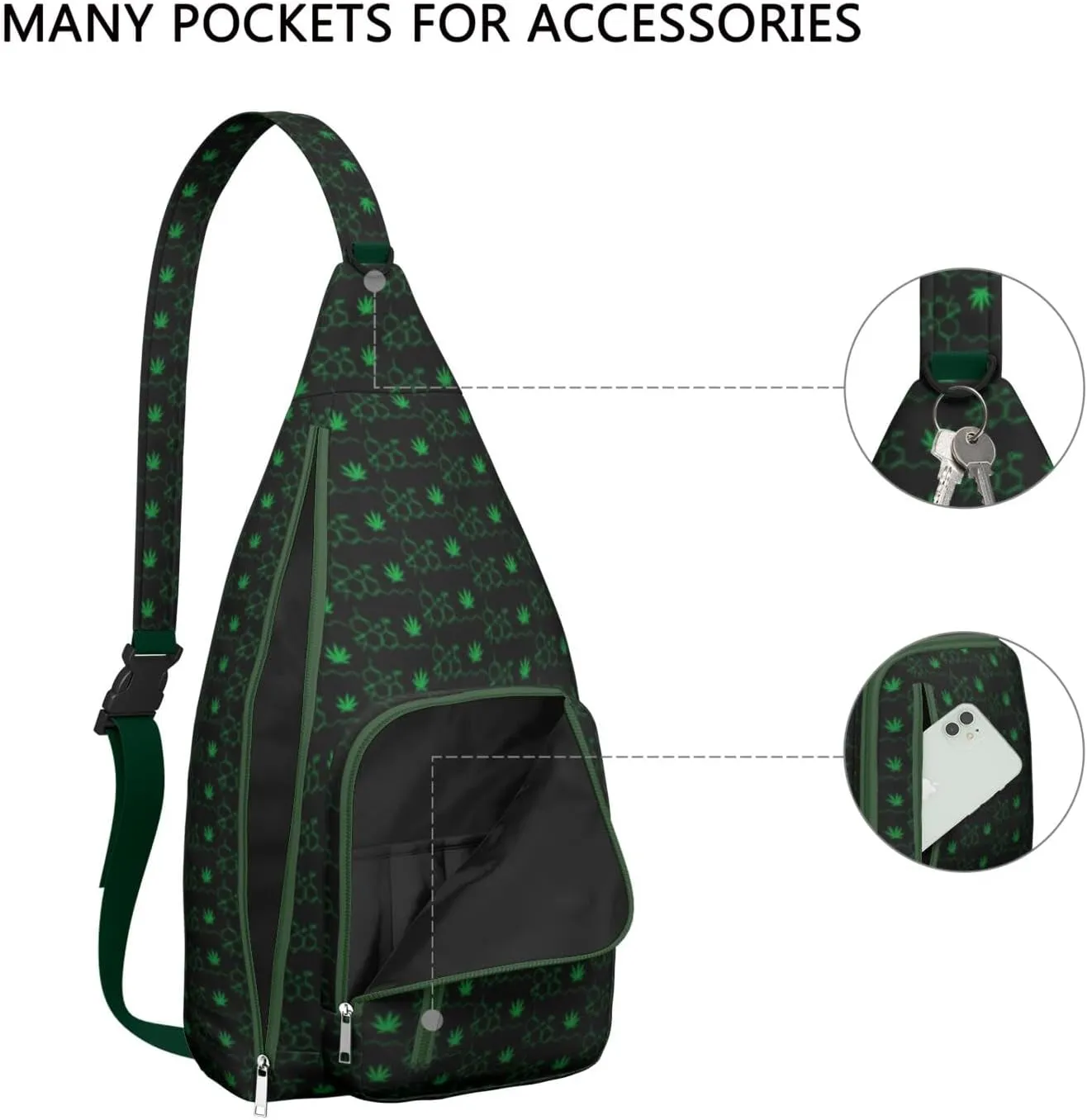 Shoulder Sling Crossbody Casual Chest Bag For Travel Sports Running,Backpack for Men & Women Lightweight Sports BagCrossbody Concealed Carry,Marijuana Leaf Shoulder Bag Waterproof Chest Bag