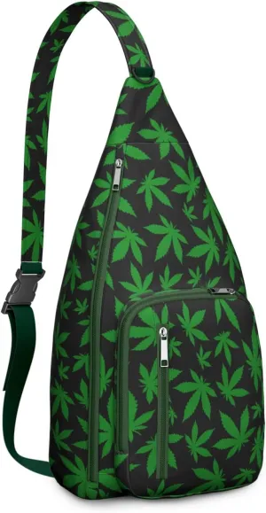 Shoulder Sling Crossbody Casual Chest Bag For Travel Sports Running,Backpack for Men & Women Lightweight Sports BagCrossbody Concealed Carry,Marijuana Leaf Shoulder Bag Waterproof Chest Bag