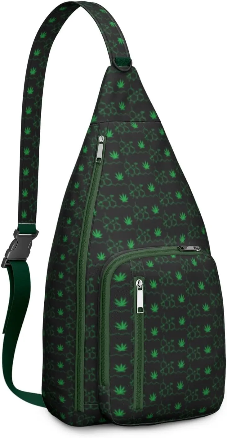 Shoulder Sling Crossbody Casual Chest Bag For Travel Sports Running,Backpack for Men & Women Lightweight Sports BagCrossbody Concealed Carry,Marijuana Leaf Shoulder Bag Waterproof Chest Bag